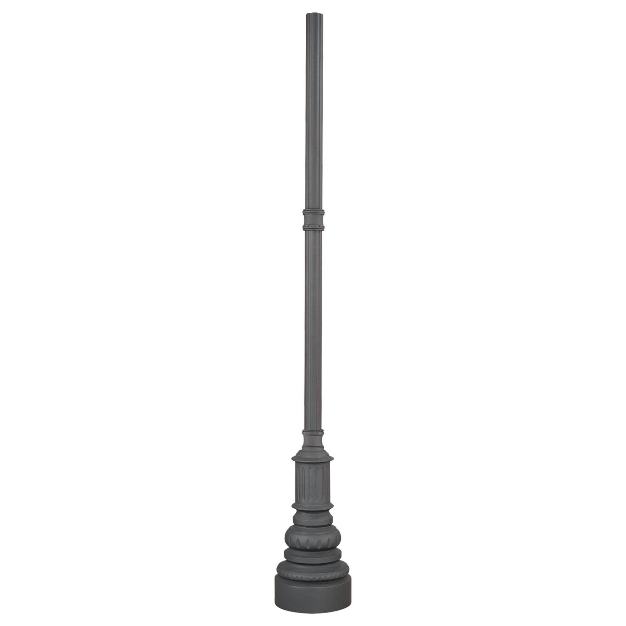 8 ft Black Aluminum Light Post with Base - Direct Burial, 3 Inch Round Shaft for Garden, Pathway, and Driveway Lighting