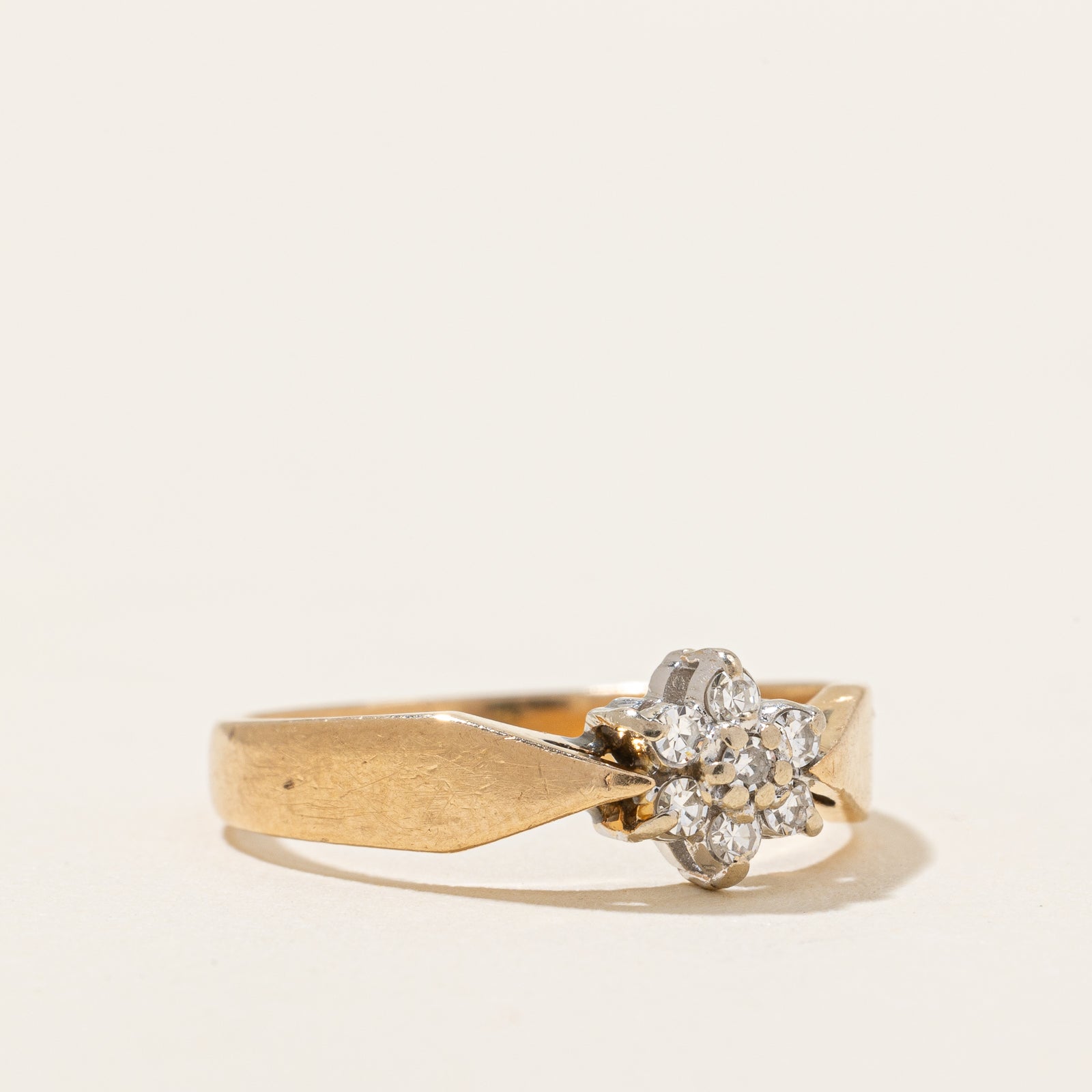 0.10ctw Diamond Cluster Flower Ring - Size 5.5 - Elegant Sterling Silver Jewelry for Women - Perfect for Weddings, Anniversaries & Special Occasions
