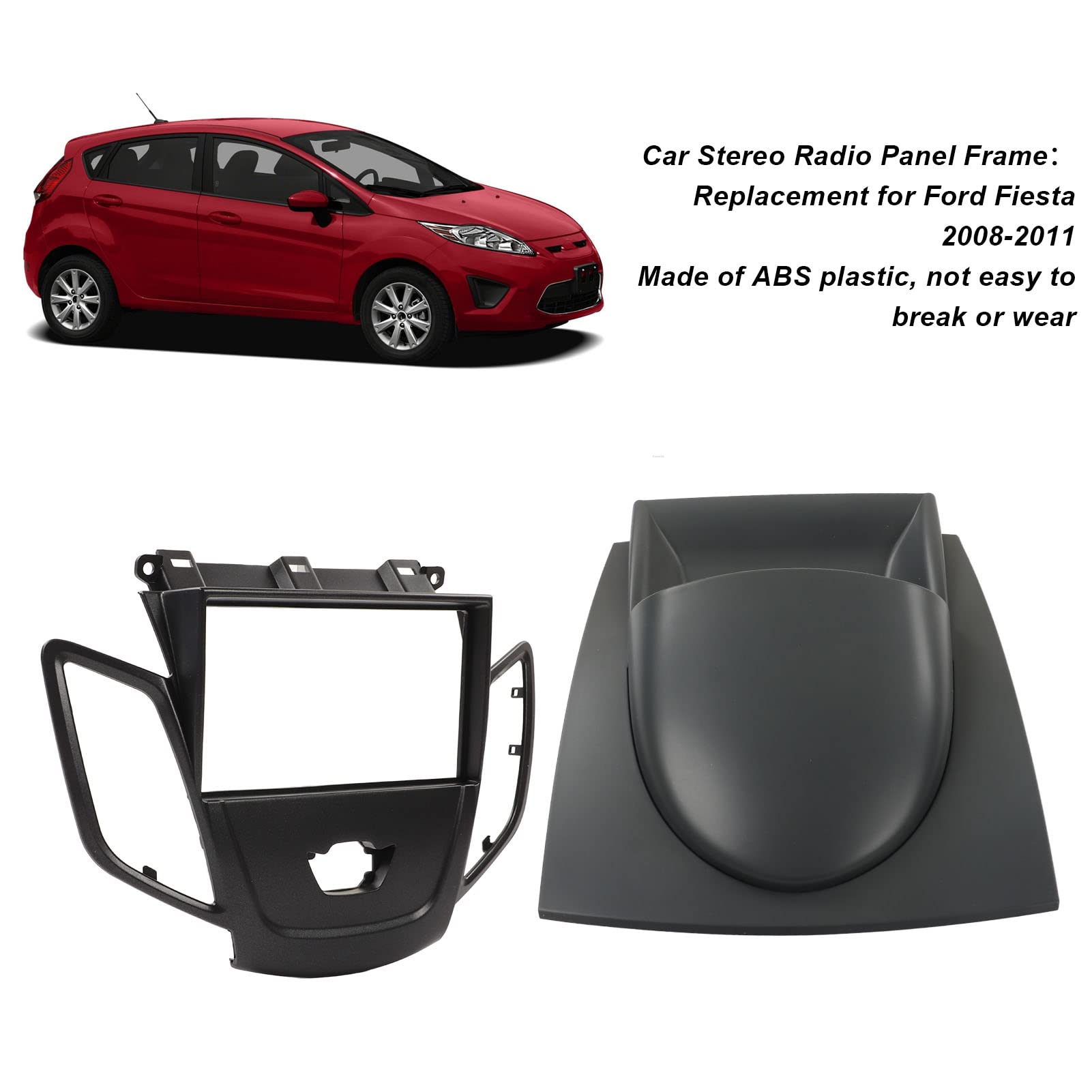 KIMISS ABS Plastic Car Stereo Radio Mount Frame Panel for Ford Fiesta 2008-2011 - Universal Dash Kit Facia Installation | Perfect for Aftermarket Head Unit Upgrade & Car Audio System Enhancement