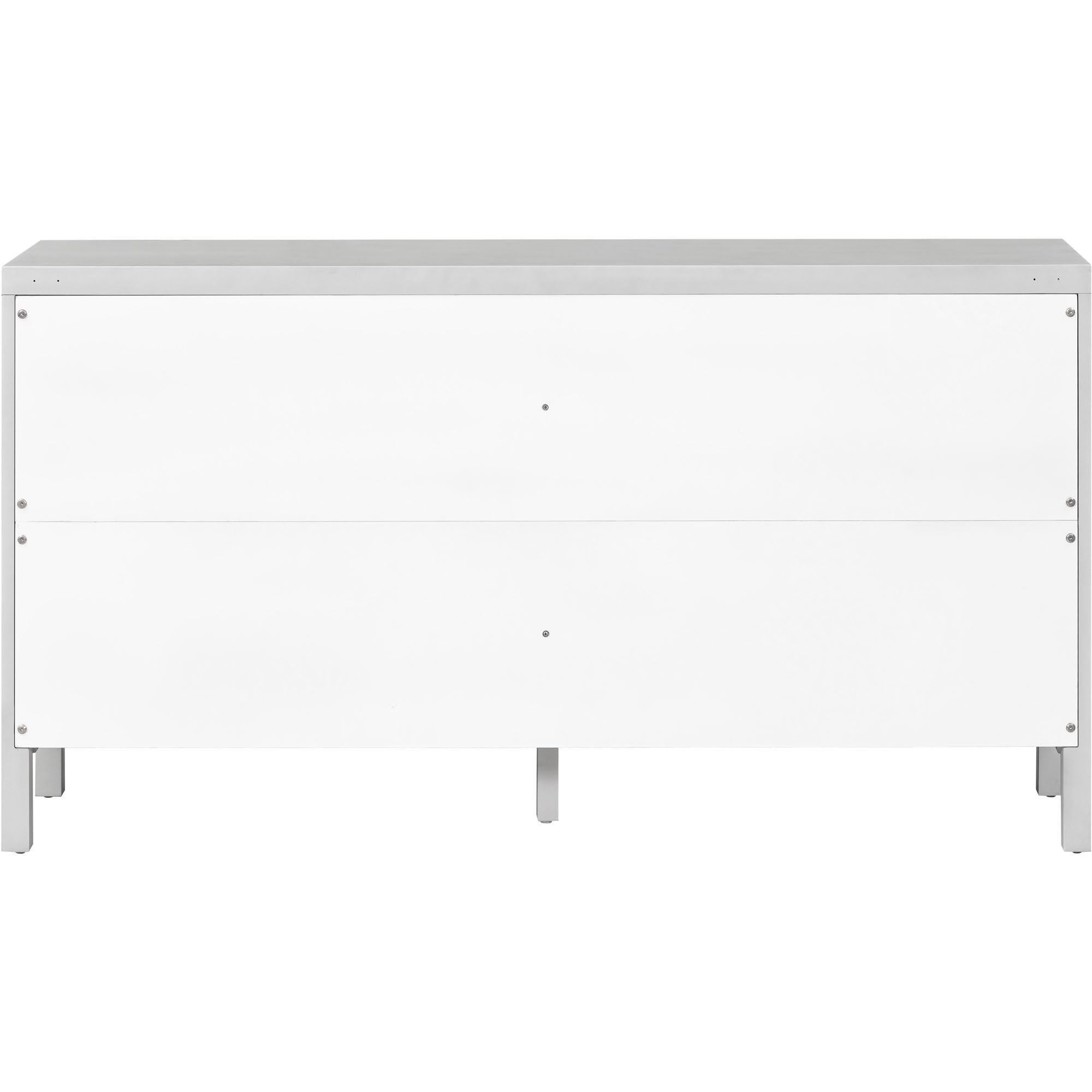 Modern Gray Wooden Sideboard with Artificial Rattan Doors & Metal Handles - 4-Door Storage Cabinet with Adjustable Shelf, Stylish Console Table for Dining Room, Living Room & Entryway - Perfect for Home Organization & Decor