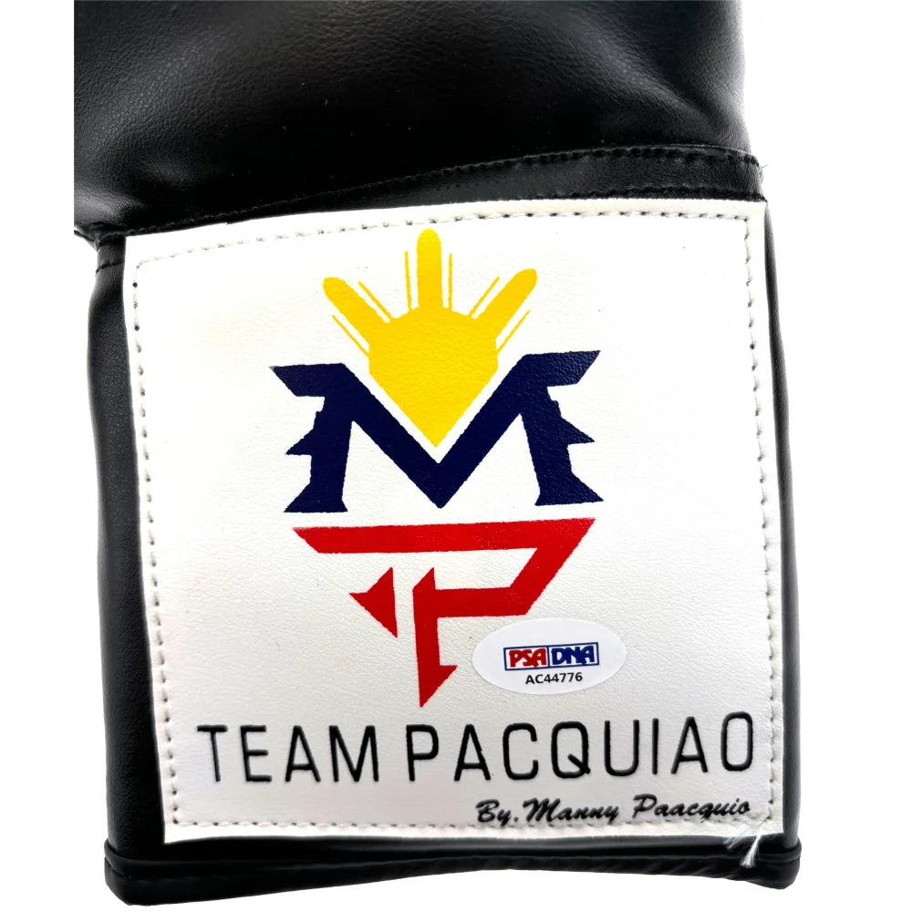 Authentic Manny Pacquiao Autographed Black Boxing Glove with PSA/DNA COA - Signed Memorabilia for Boxing Fans & Collectors | Perfect for Display, Gifts, and Sports Memorabilia Collections