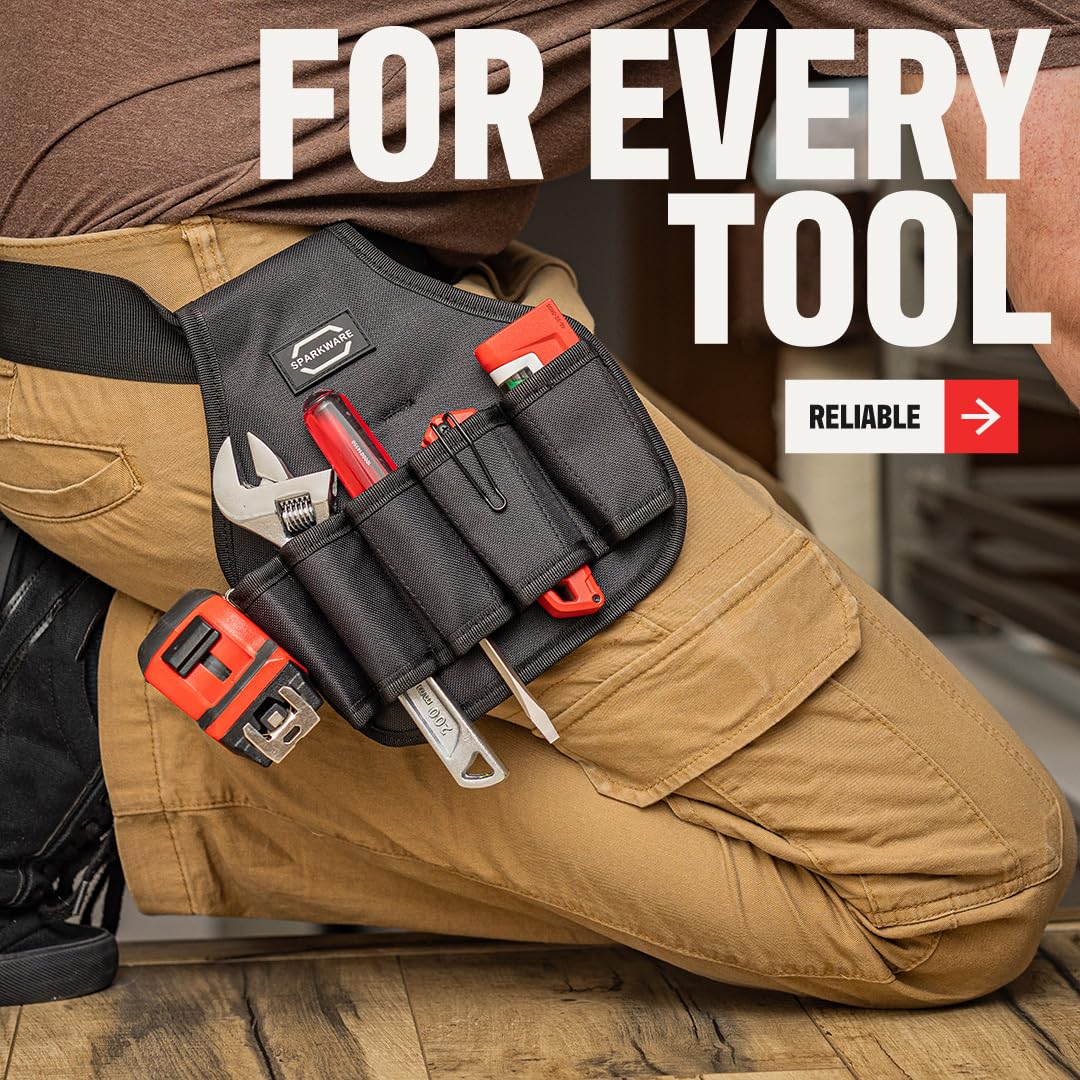 Heavy Duty Tool Belt for Men - Black Canvas Utility Belt with Pouch for Electricians, Carpenters & Construction Workers | Durable Tool Organizer for Hammer, Screwdrivers & Power Tools | Perfect for Job Sites & DIY Home Projects