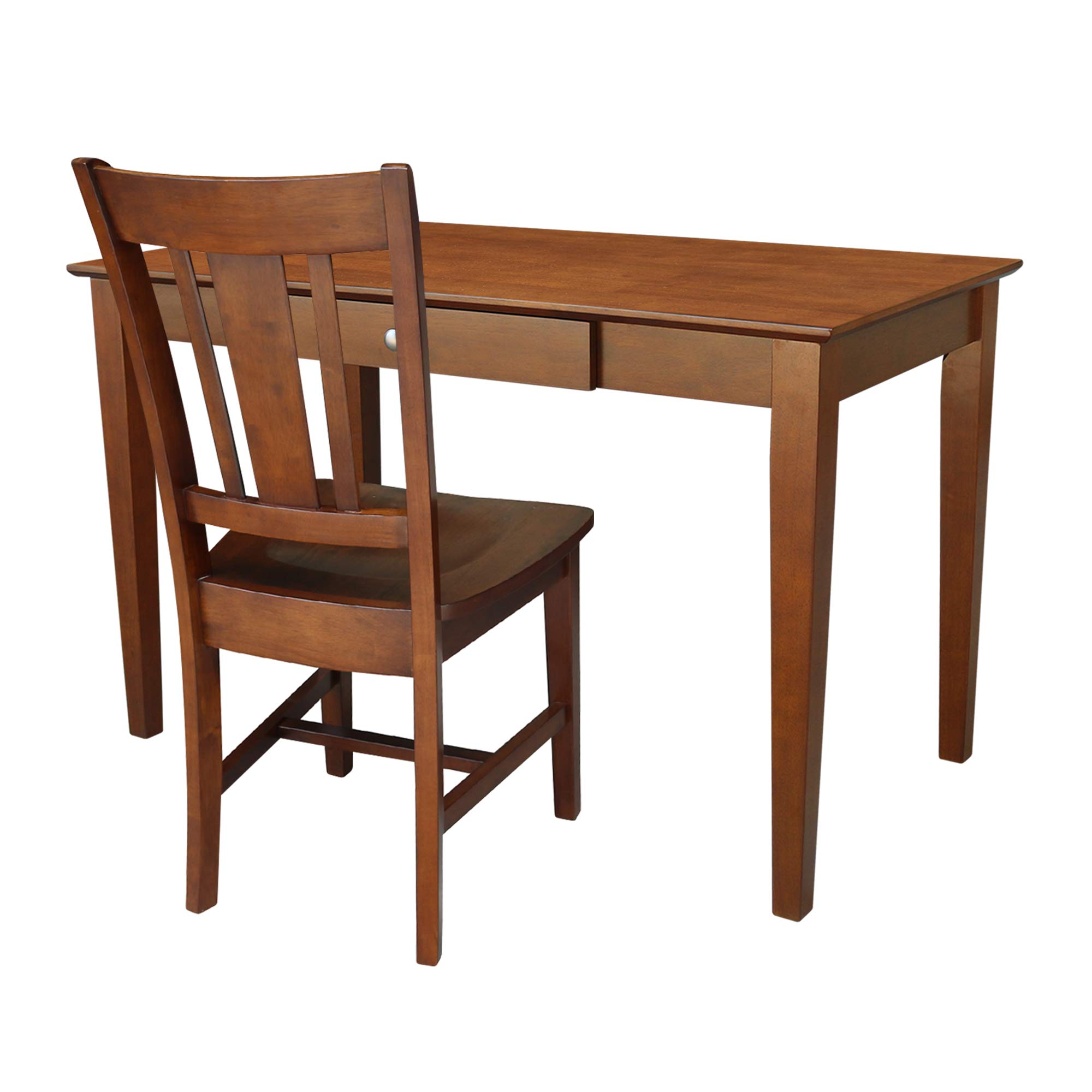 IC International Concepts Espresso Basic Size Desk and Chair Set with Drawer - Perfect for Home Office, Study Room, or Small Workspace