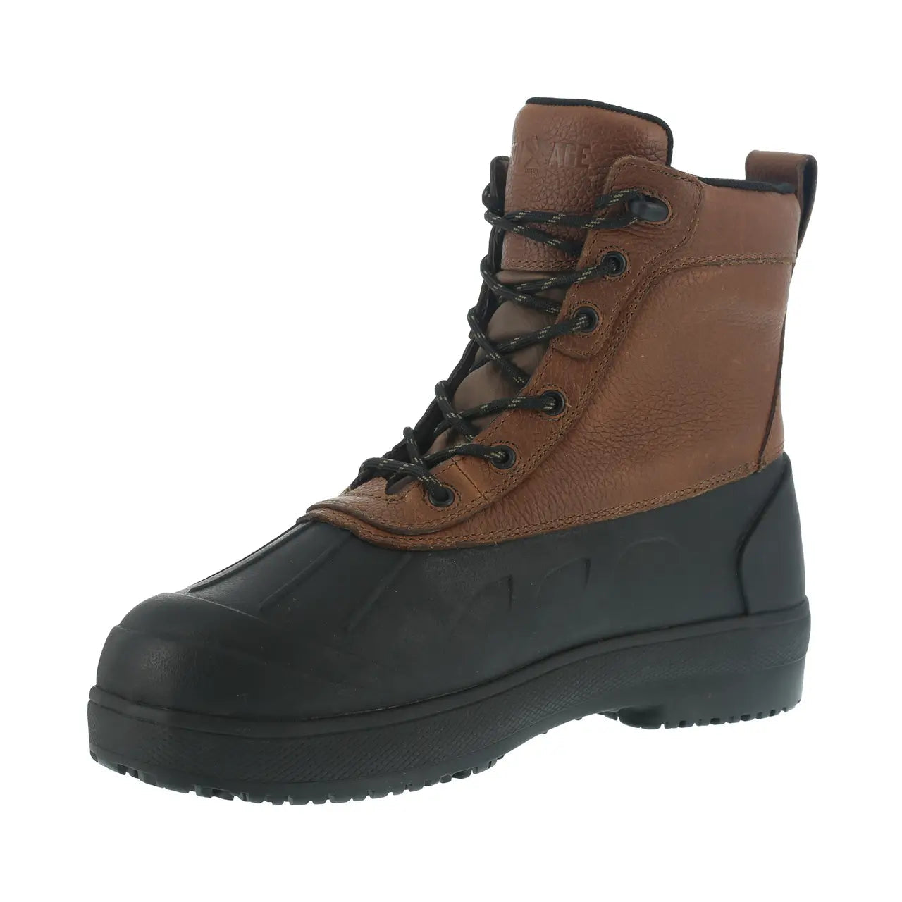 Composite Toe Work Boots for Men - Black & Brown Rubber Outsole Safety Shoes - Ideal for Construction, Warehouse & Heavy Duty Work