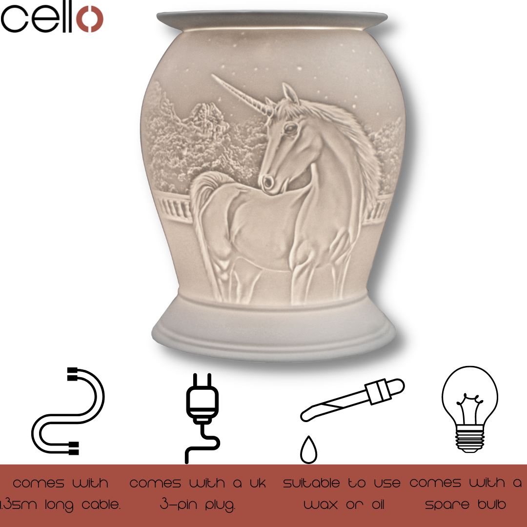 Electric Wax Warmer with Porcelain Barrel - Unicorn Design for Home Aromatherapy & Relaxation | Perfect for Bedroom, Bathroom, and Office Use