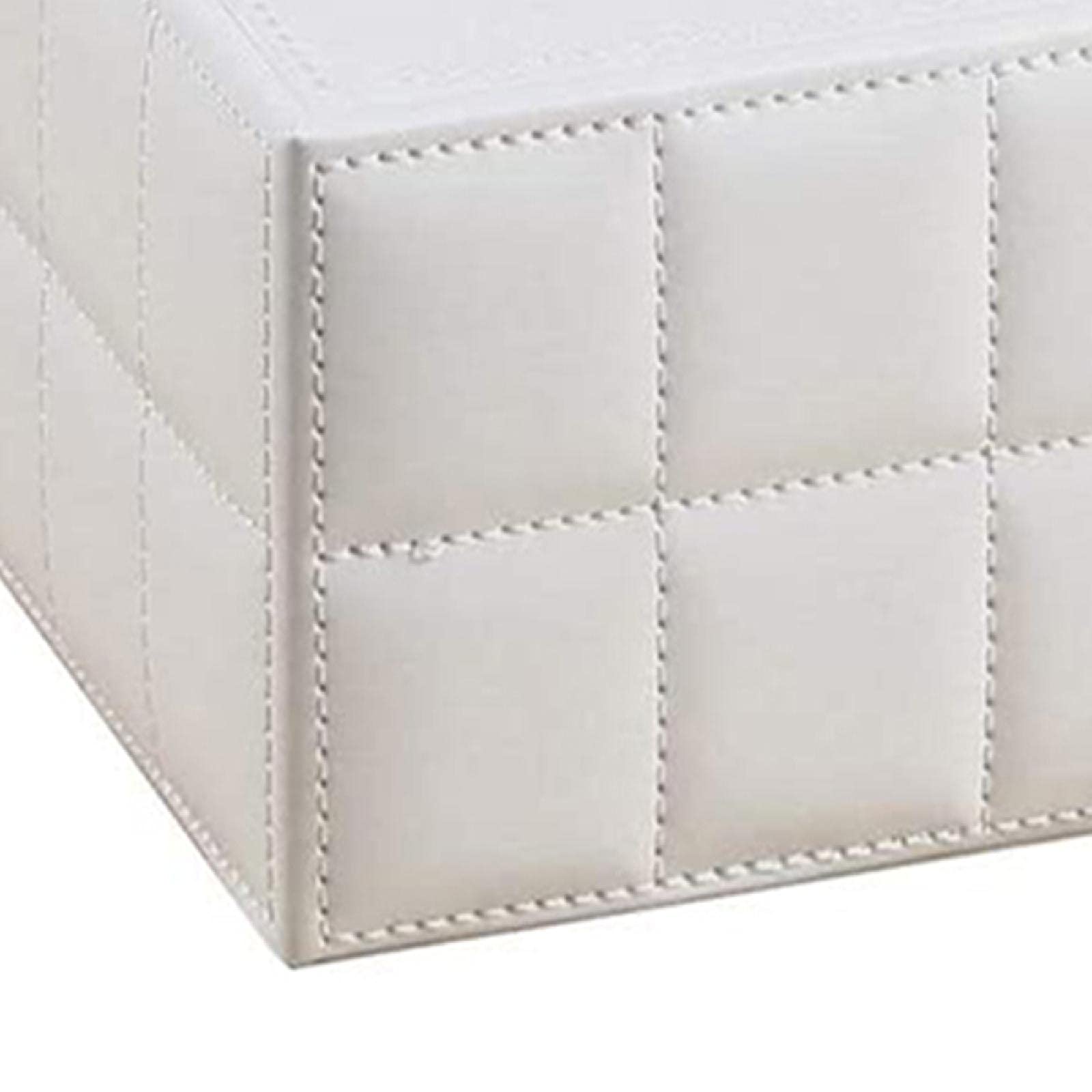 Premium Leather Desk Organizer - Multi-Function Pen, Pencil, Remote Control & Phone Holder with Tissue Box Cover - Stylish White Office Storage Solution for Home & Workspace Organization