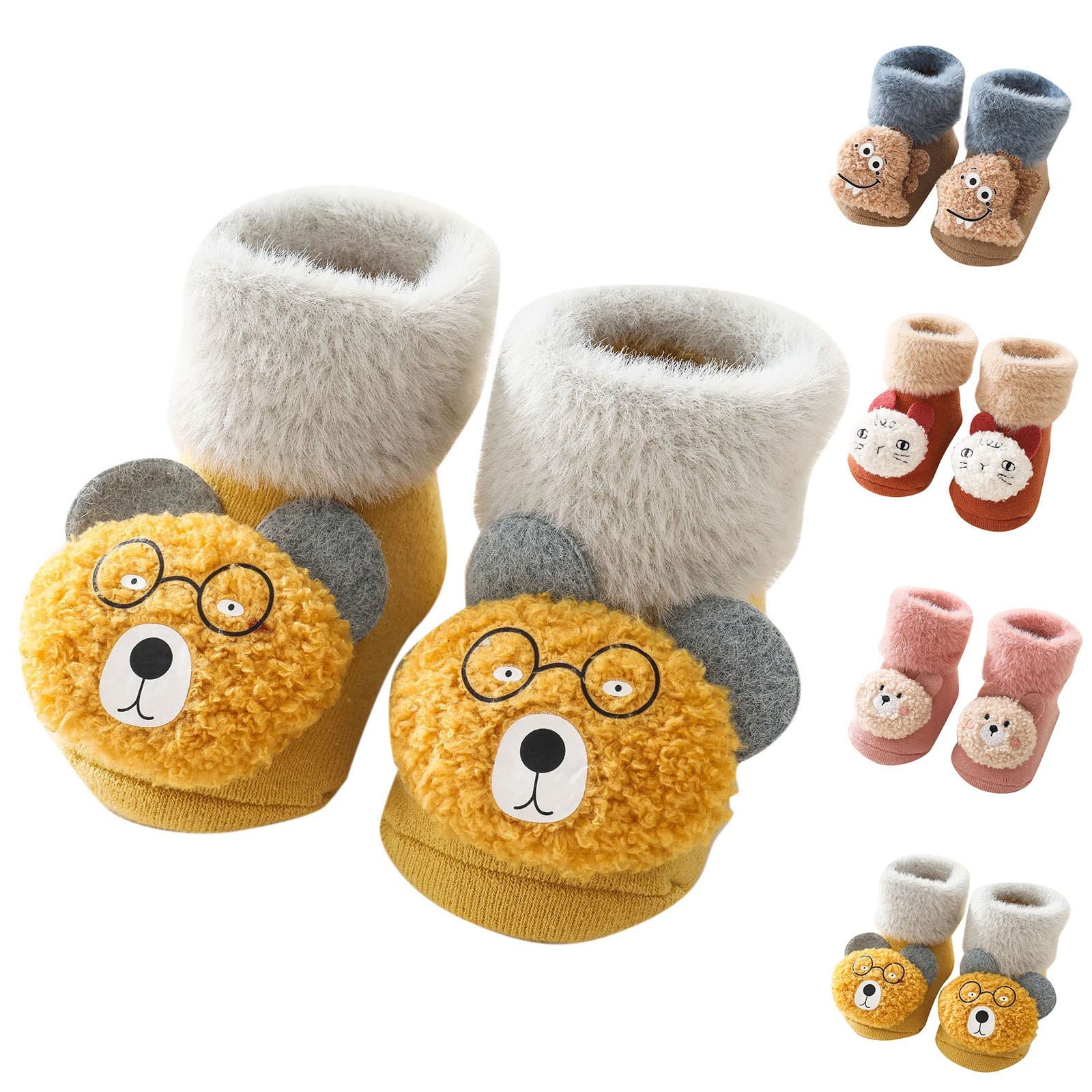 **Adorable Cartoon Baby Socks for Boys & Girls - Non-Slip Plush Warm Toddler Socks for Indoor Play & Crawling**
