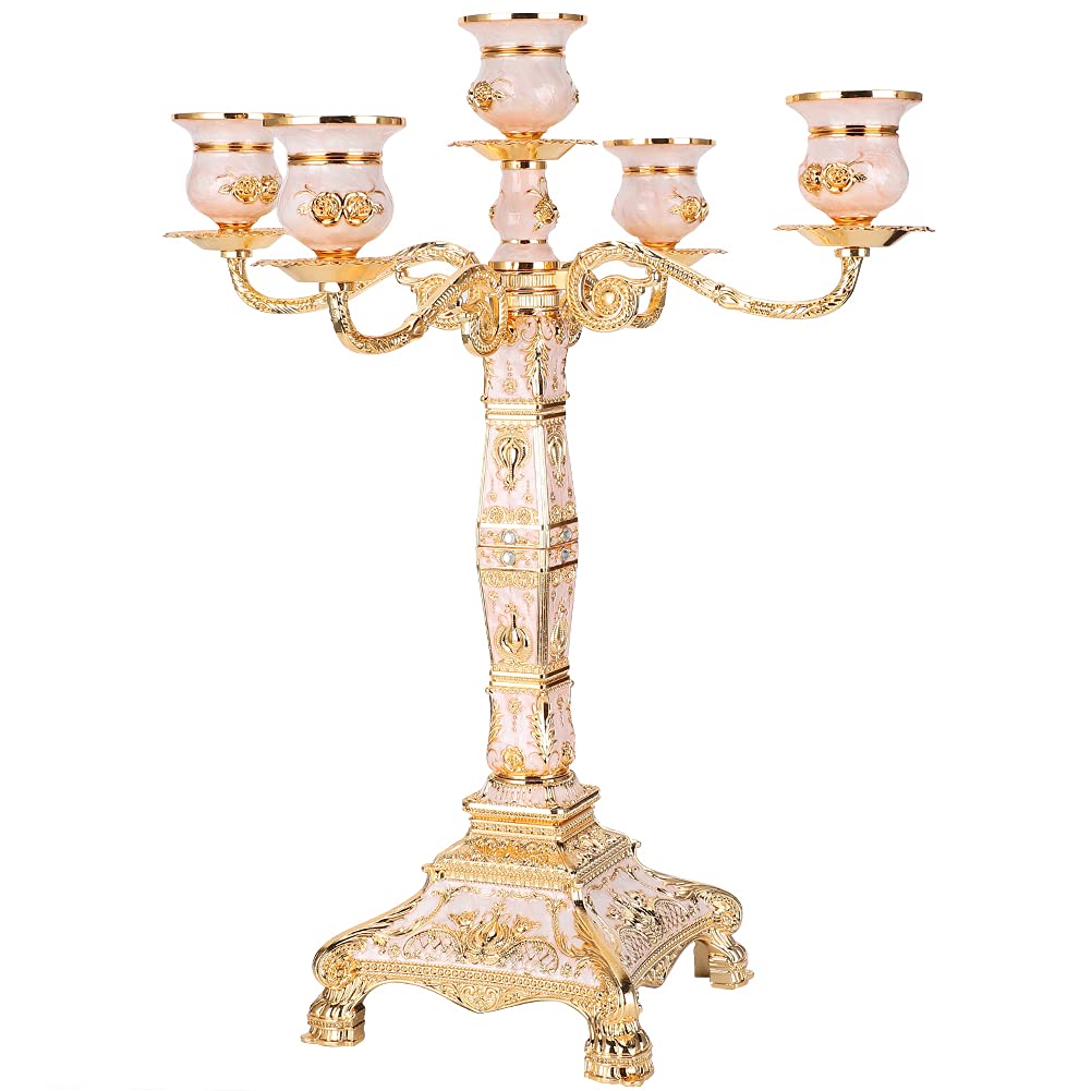 BTIHCEUOT Luxury Vintage Candelabra - Embossed Metal Candle Holder for Home Decor, Wedding Centerpiece, Romantic Dinner, Family Party & Restaurant Decorations