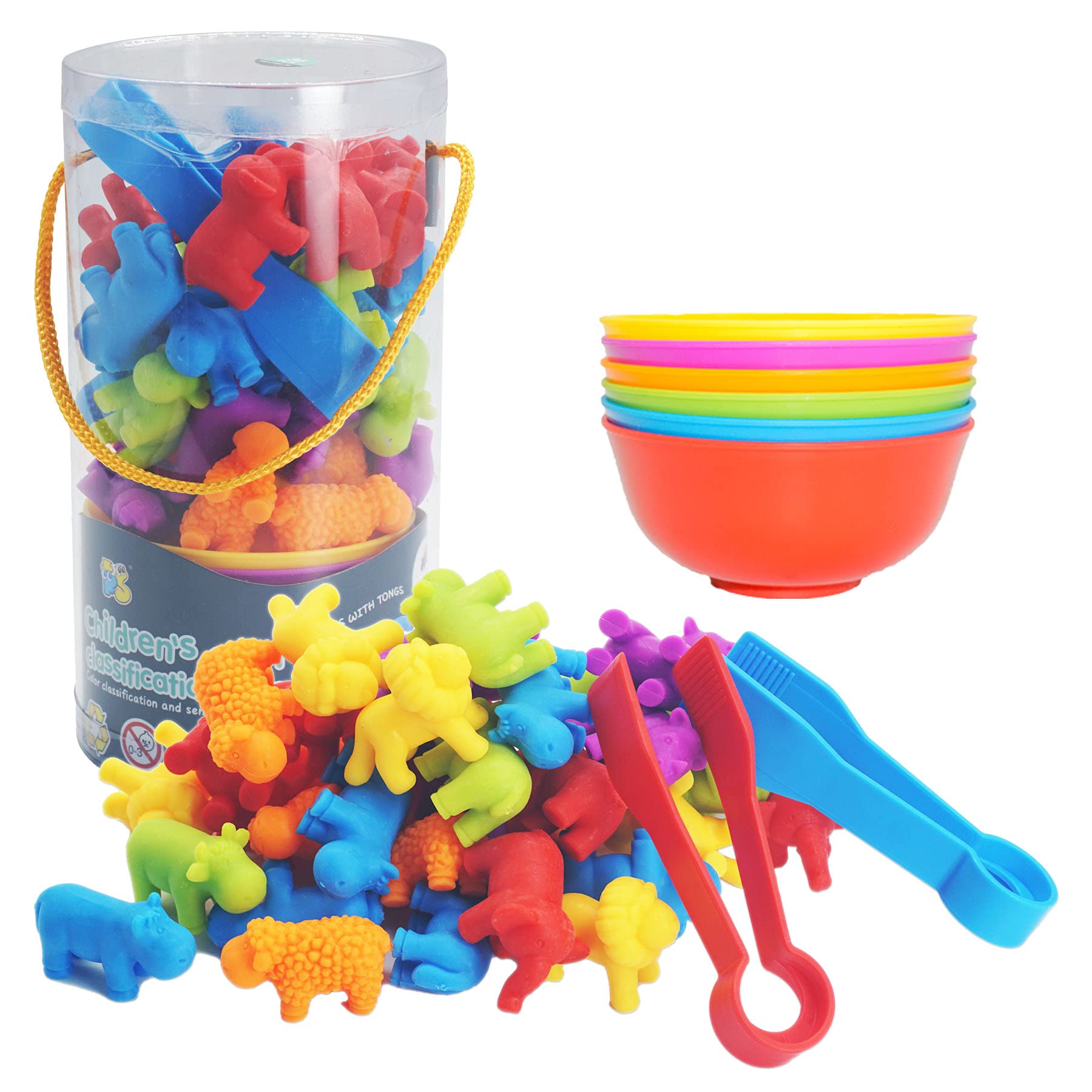 ABCaptain Counting Animal Matching Game - Color Sorting Cups, Sensory Toys for Toddlers Ages 3-6 | Preschool Math Learning, Fine Motor Skills Development | Perfect for Classroom & Homeschool Activities