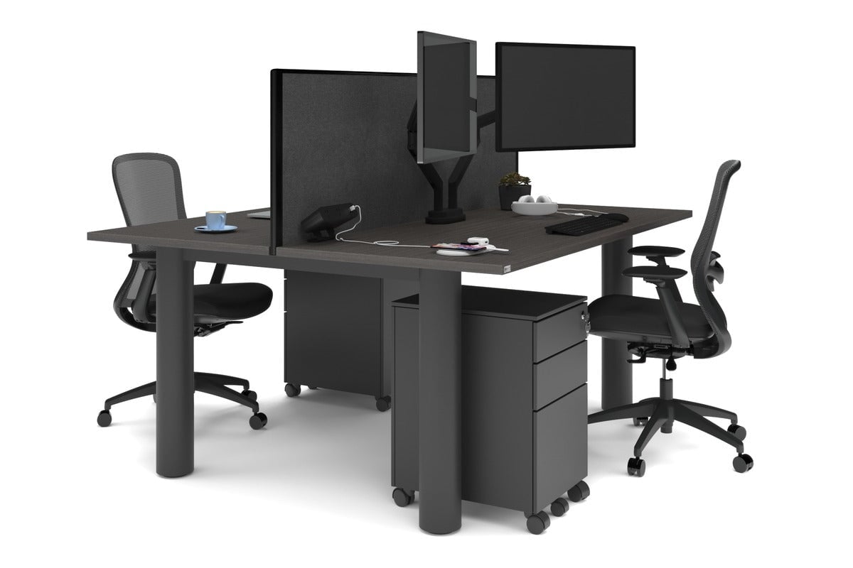 Quadro Cylinder Leg 2 Person Office Workstation - 1800L x 700W Modern Desk for Collaborative Workspaces | Perfect for Office, Coworking Spaces & Home Offices