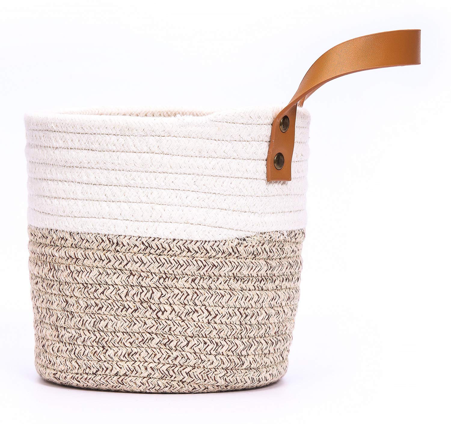 2-Pack Small Hanging Baskets - Cotton Rope Wall Storage Baskets with Handles, 6