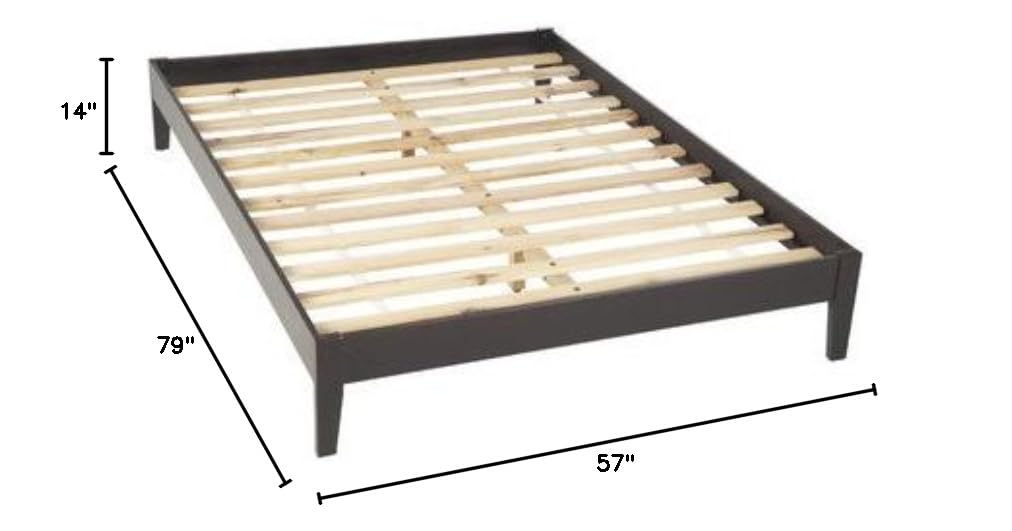 Modus Solid Wood Platform Bed Frame - Full Size, Espresso Finish, Simple Nevis Design | Sturdy & Durable for Modern Bedroom Decor | Perfect for Master Bedrooms, Guest Rooms & Apartments