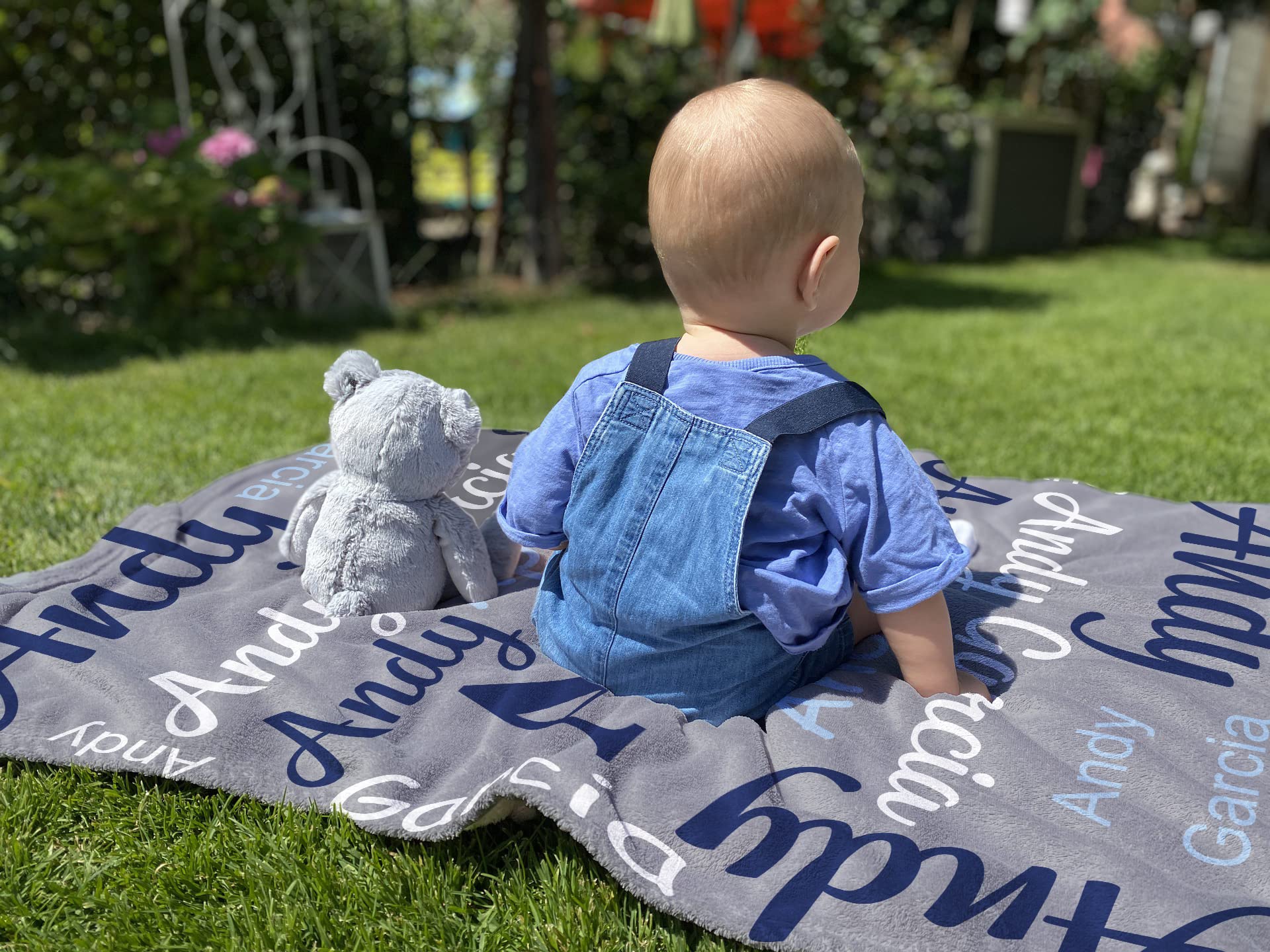 Personalized Baby Blankets with Custom Name - Soft Yoke Style Swaddle Blankets for Newborns, Toddlers & Kids | Perfect Baby Shower Gift & Birthday Present for Boys & Girls | Nursery Essential, Travel Companion & Keepsake Blanket