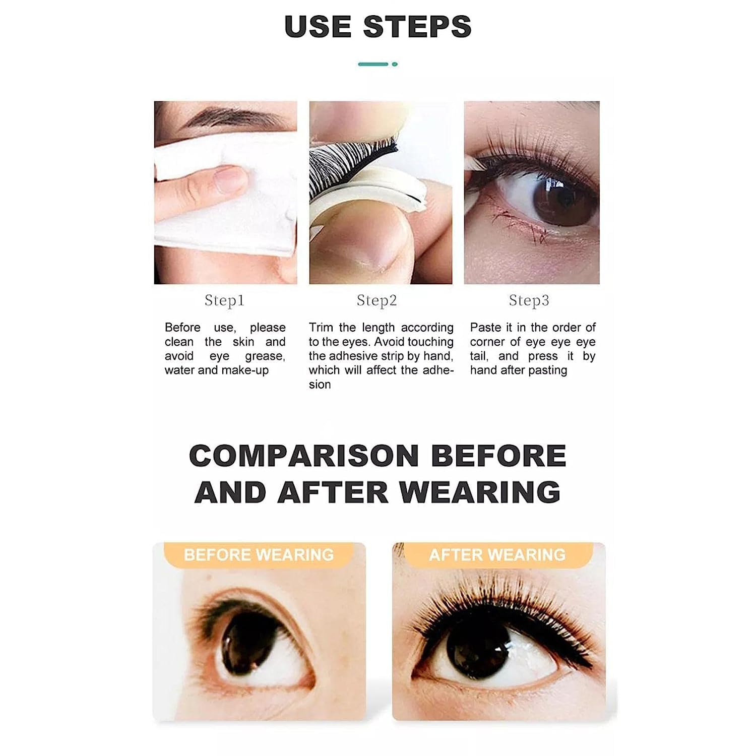 40 Pieces Self-Adhesive False Eyelashes - No Glue Needed, Easy to Apply Reusable Lash Strips for Natural Volume & Length - Perfect for Daily Wear, Parties, Weddings & Special Occasions