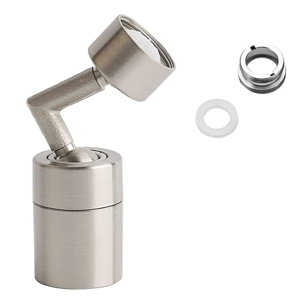 Brushed Nickel Faucet Aerator with 720° Rotating Sprayer - Bathroom & Kitchen Sink Extender, Water Filter & Swivel Spray Head Replacement - Perfect for Washing Dishes, Filling Pots & Cleaning Sinks