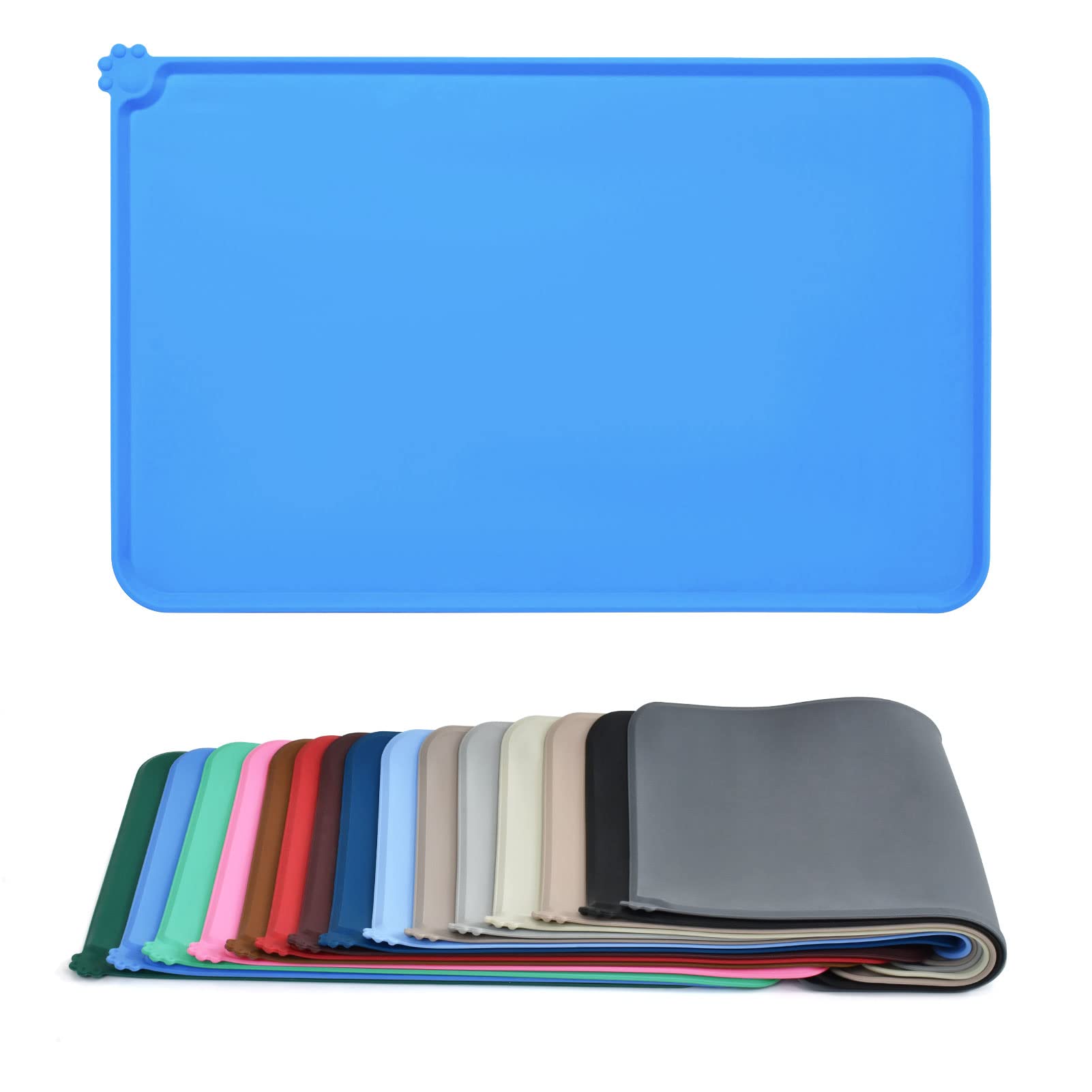 AUDWUD Non-Slip Silicone Pet Feeding Mat - Waterproof Dog Bowl Mat for Food & Water - Perfect for Kitchen, Crate & Travel Use