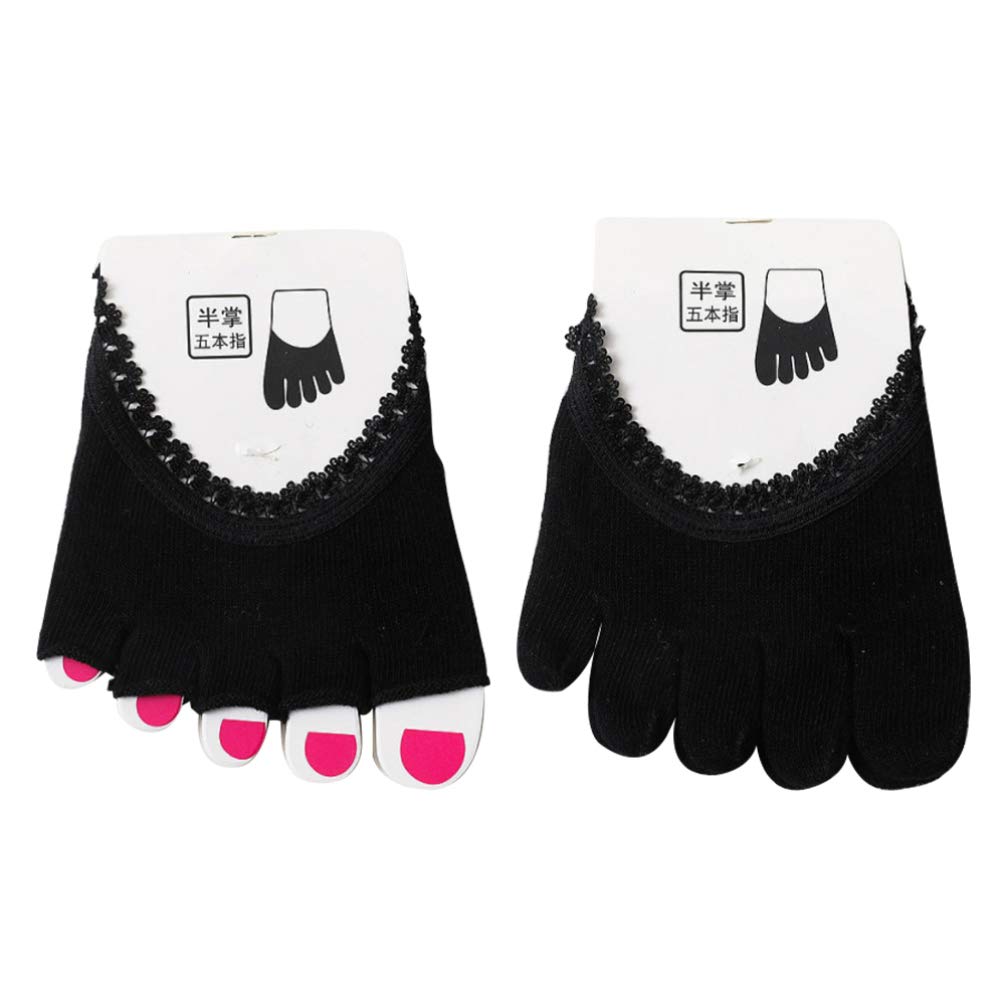 Minkissy Women's No Show Toe Socks - 2 Pairs Black Toe Liner Covers for High Heels, Flats & Boots | Non-Slip Five-Toe Forefoot Socks for Comfort & Style | Perfect for Work, Parties & Everyday Wear