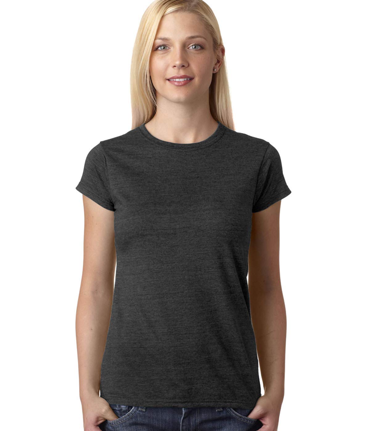 Gildan Ladies Softstyle T-Shirt 6400L - Dark Heather Cotton Blend Tee for Women | Comfortable Casual Wear for Everyday, Workout & Lounge
