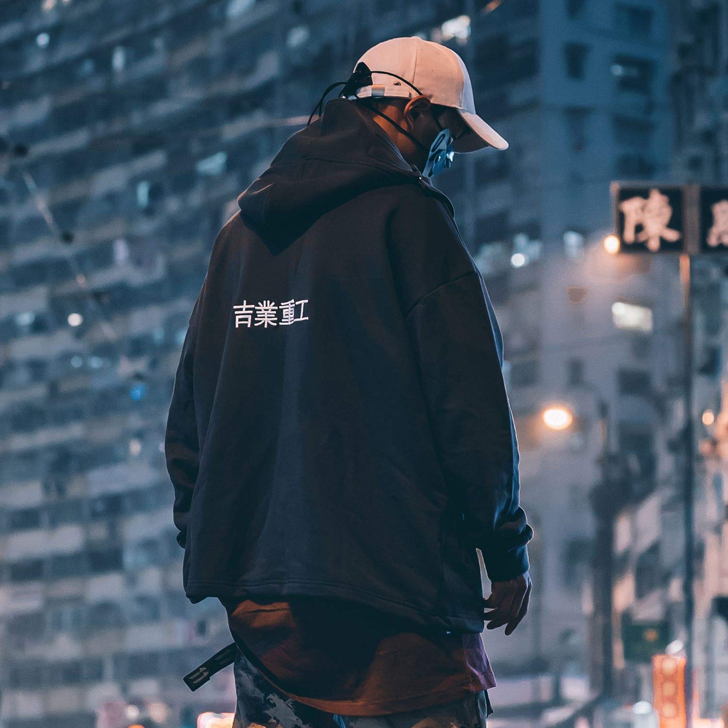 MFCT Men's Embroidered I-Tech Sweatshirt with Funnel Hoodie - Stylish Casual Pullover for Winter Outdoor Activities & Streetwear Fashion