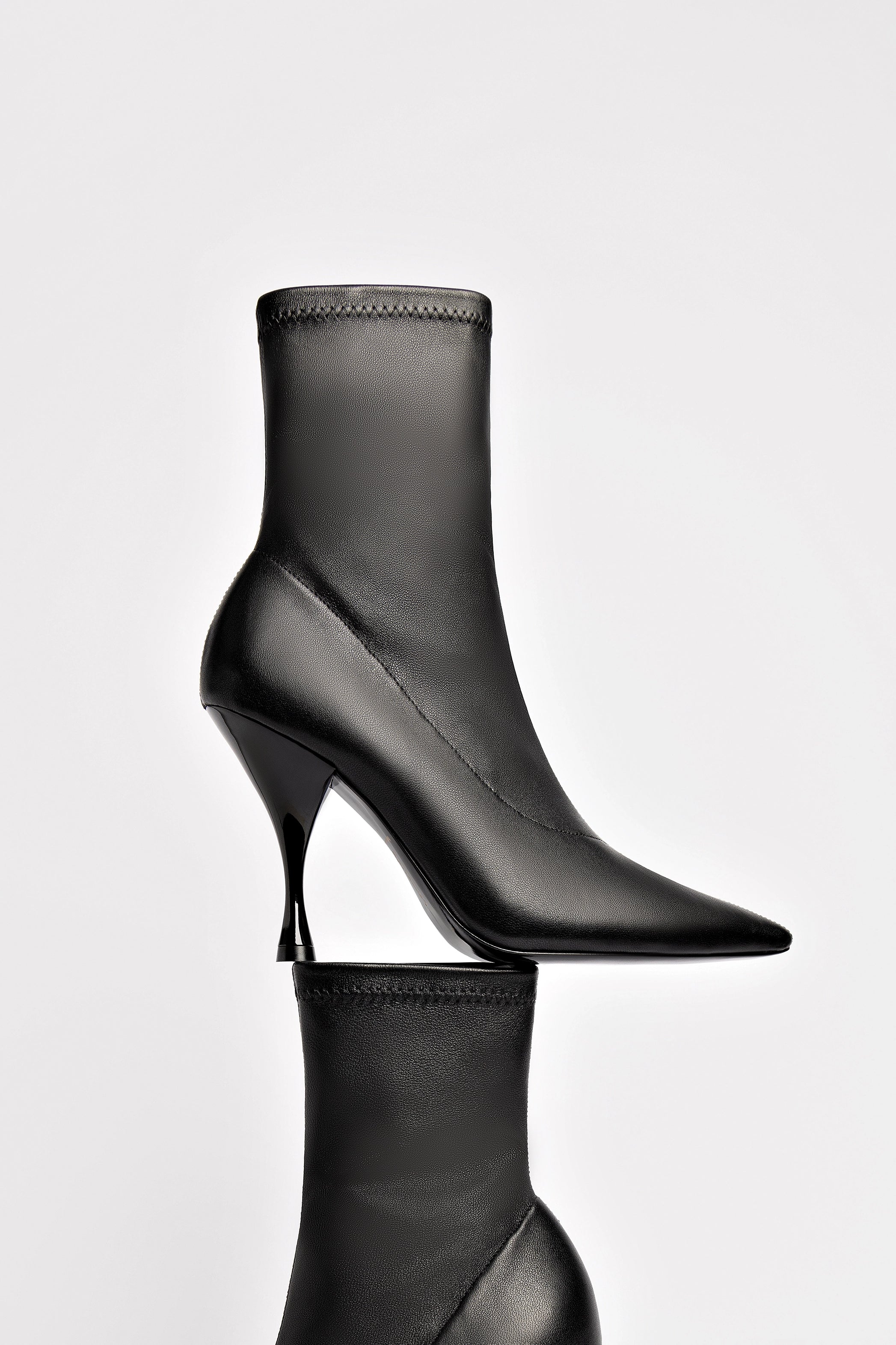 Mini Georgia Boot in Black Stretch Leather - Women's Comfortable Ankle Boots for Walking, Work & Casual Wear