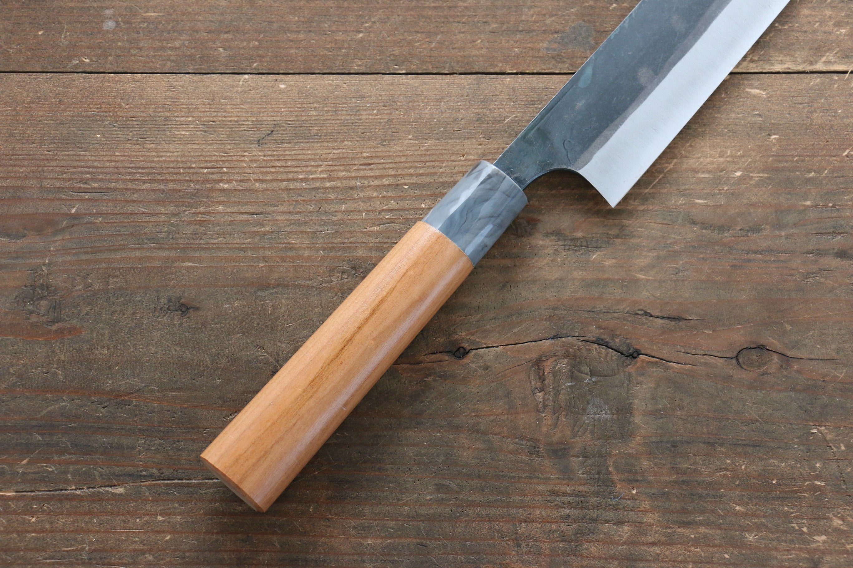 Masakage Mizu Blue Steel No.2 Sujihiki Knife 300mm - Japanese Chef Knife with Black Finish & American Cherry Wood Handle - Perfect for Slicing Meat, Sushi, and Precision Cutting