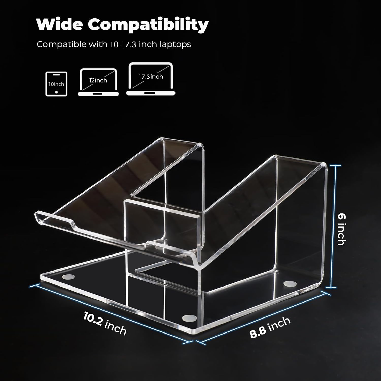 Ergonomic Acrylic Laptop Stand for Desk - Adjustable Laptop Riser Holder for 15-17.3 Inch MacBooks & Notebooks - Clear Computer Stand for Better Posture | Perfect for Home Office, Workstation & Gaming Setup