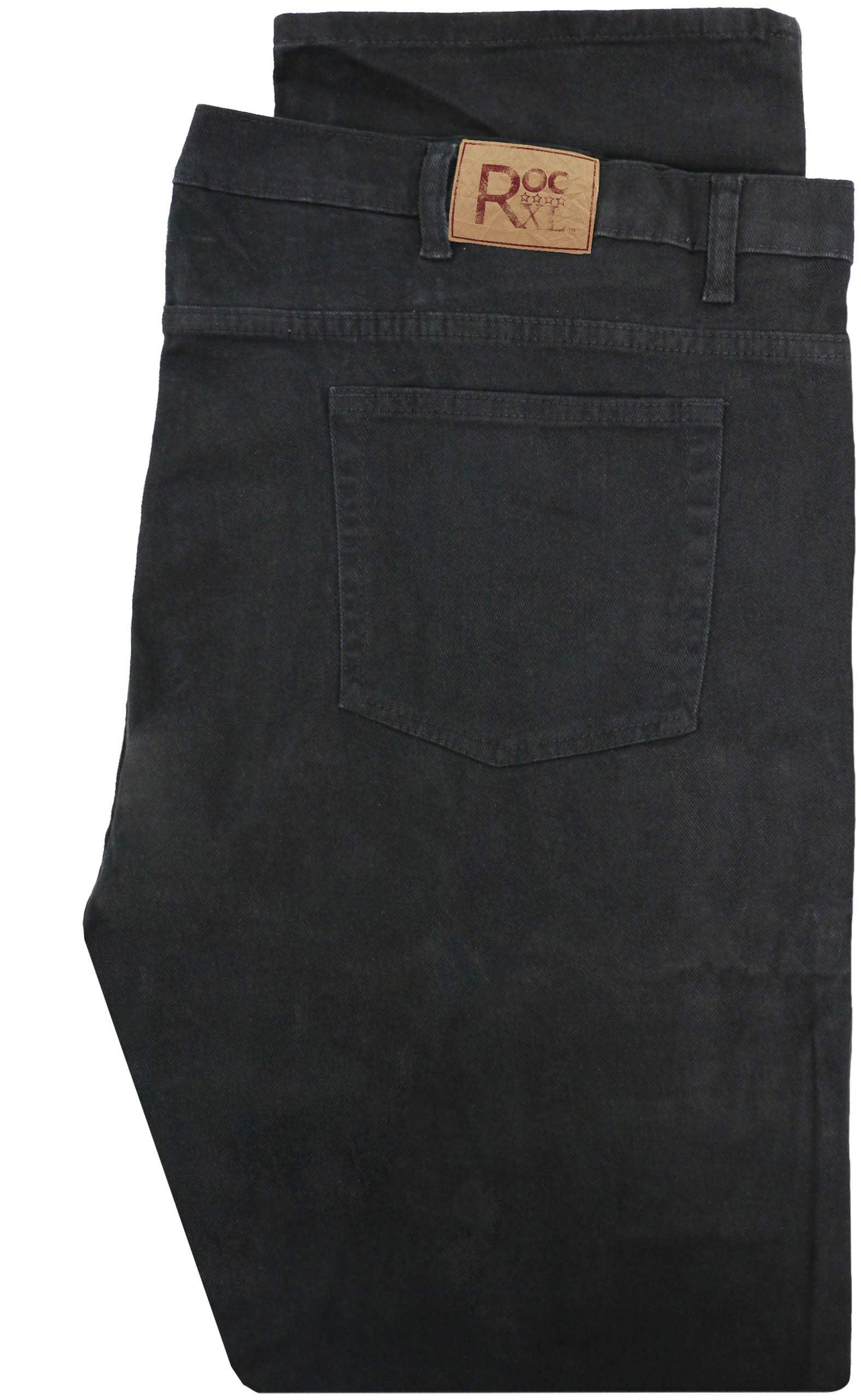 ROCXL Big & Tall Men's Stretch Denim Jeans - Comfort Fit Relaxed Straight Leg (Sizes 44-68) - Black for Casual Wear & Work | Durable Cotton Blend for All-Day Comfort
