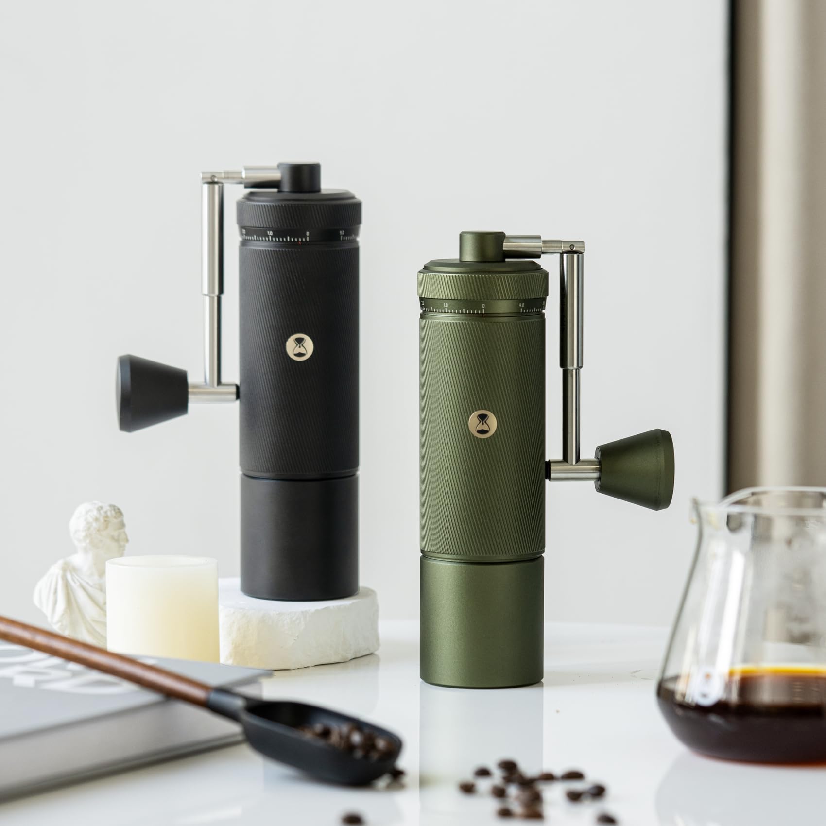 TIMEMORE S3 Premium Manual Coffee Grinder - Stainless Steel Burr, External Adjustment, High Precision for Espresso & Pour Over - Portable Hand Grinder for Home, Office & Travel (Chestnut S3, Green)