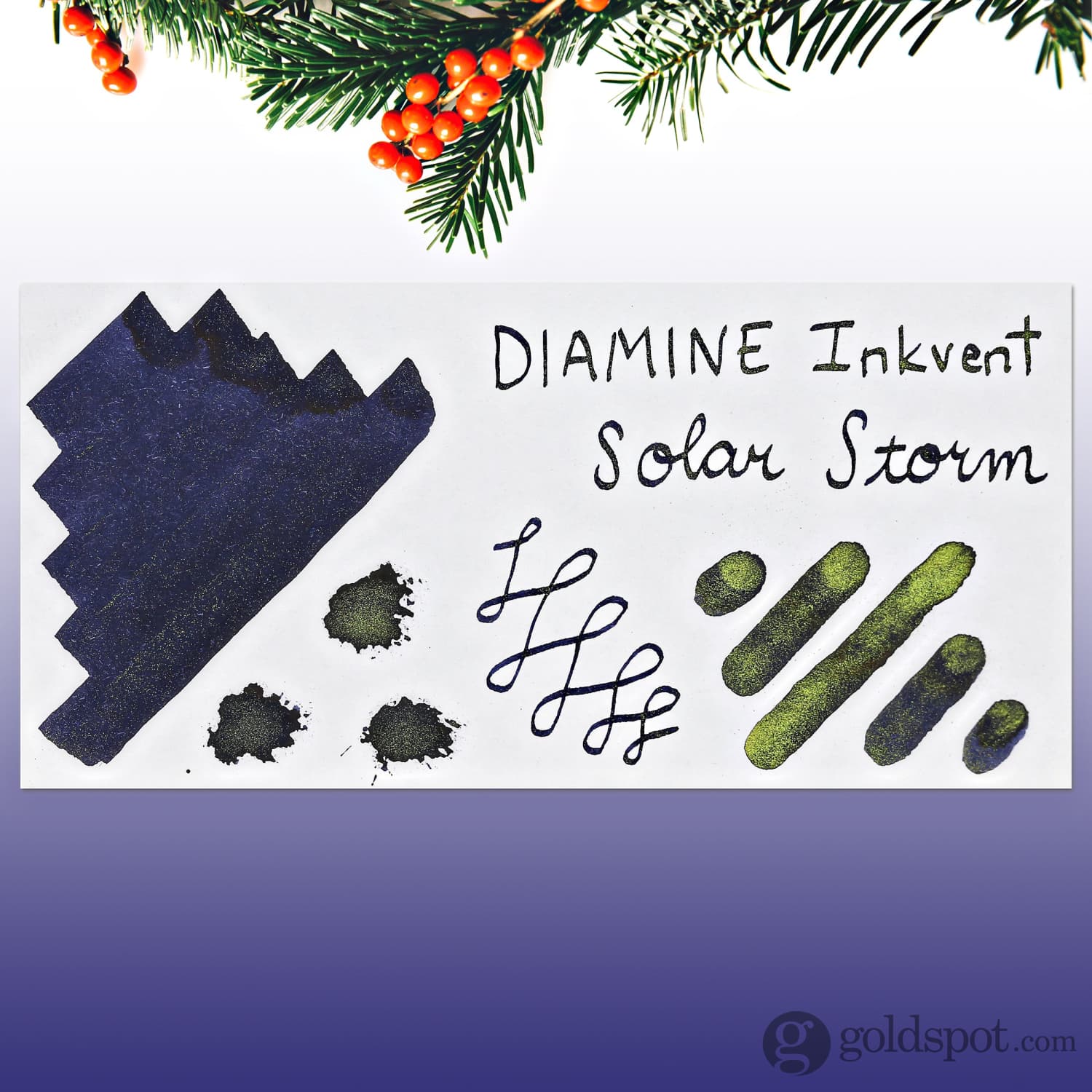 Diamine Inkvent Green Edition Chameleon Bottled Ink - 50mL Solar Storm Shimmering Fountain Pen Ink for Calligraphy & Journaling
