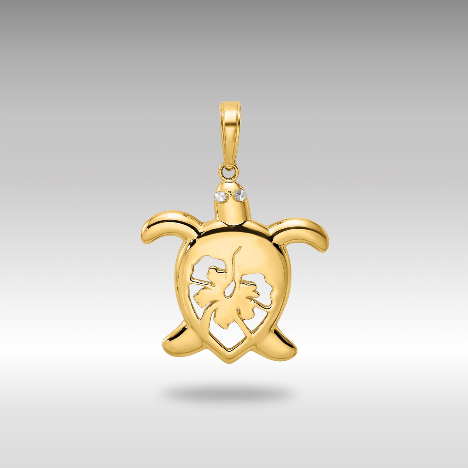 Elegant Gold Floral Cut Out Turtle Pendant Necklace with Diamond Accents - Perfect for Gifts, Parties, and Everyday Wear