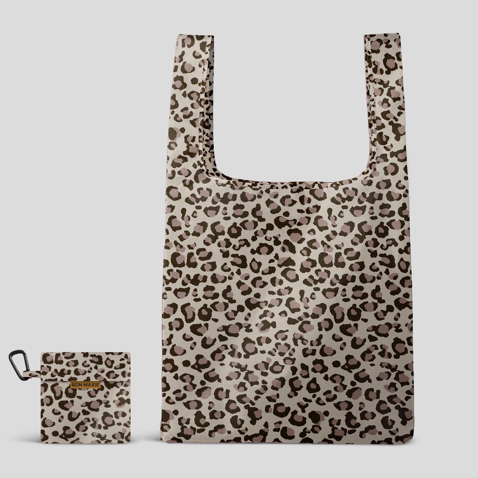 Eco-Friendly Reusable Shopping Bags - 2 Sizes (Large & Small) - Leopard Print Design - Perfect for Groceries, Beach Trips & Farmers Markets