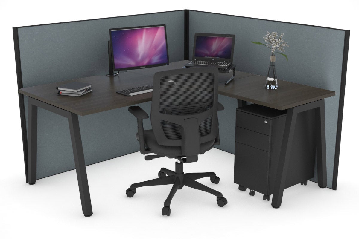 Horizon Quadro A Legs L-Shaped Corner Office Desk - 1800L x 1550W with Cable Management - Perfect for Home Office & Workspace Setup