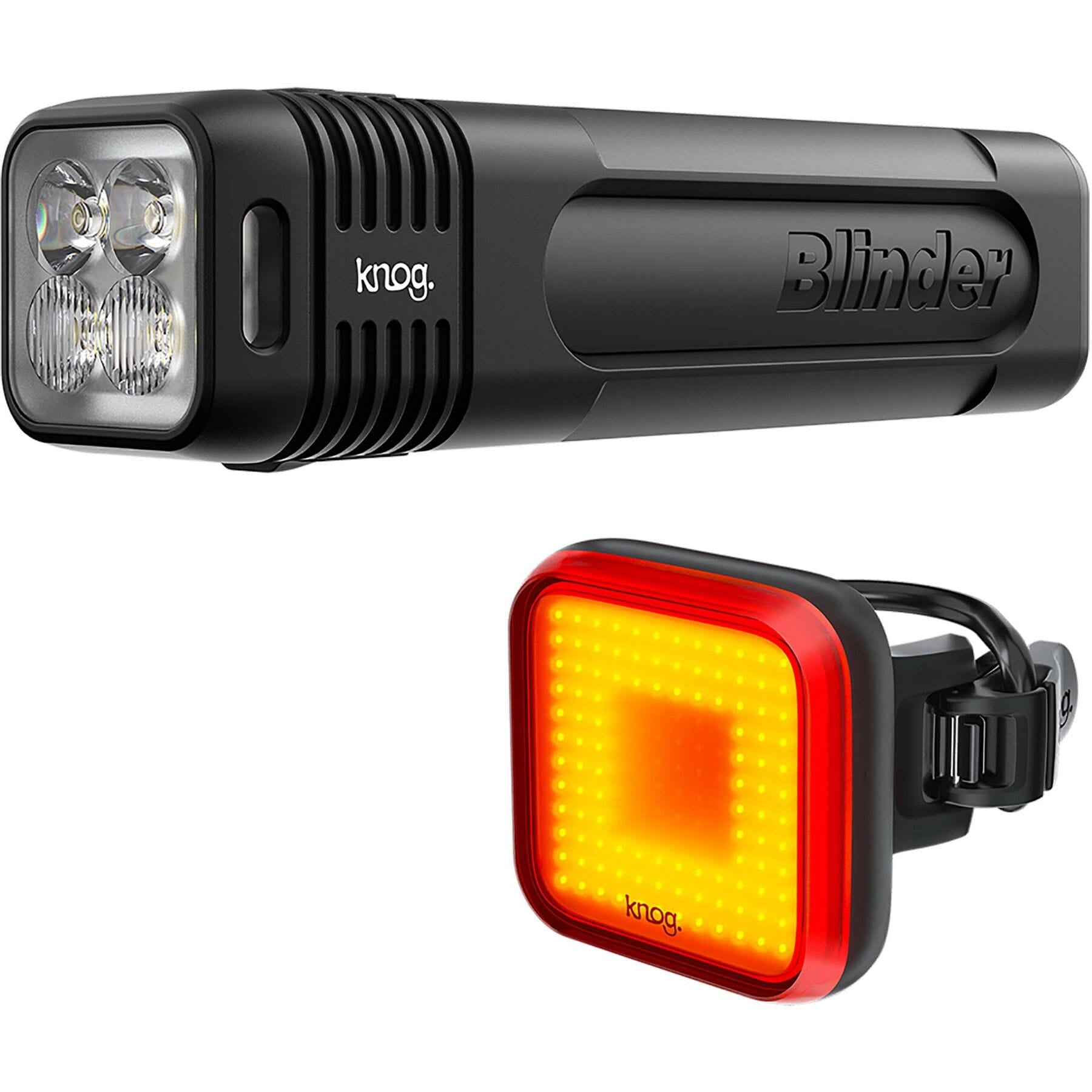 KNOG Blinder Pro 900 Bike Light Set with Square Rear Light - High Visibility 900 Lumen Front & Rear Bicycle Lights for Night Cycling, Commuting, and Mountain Biking