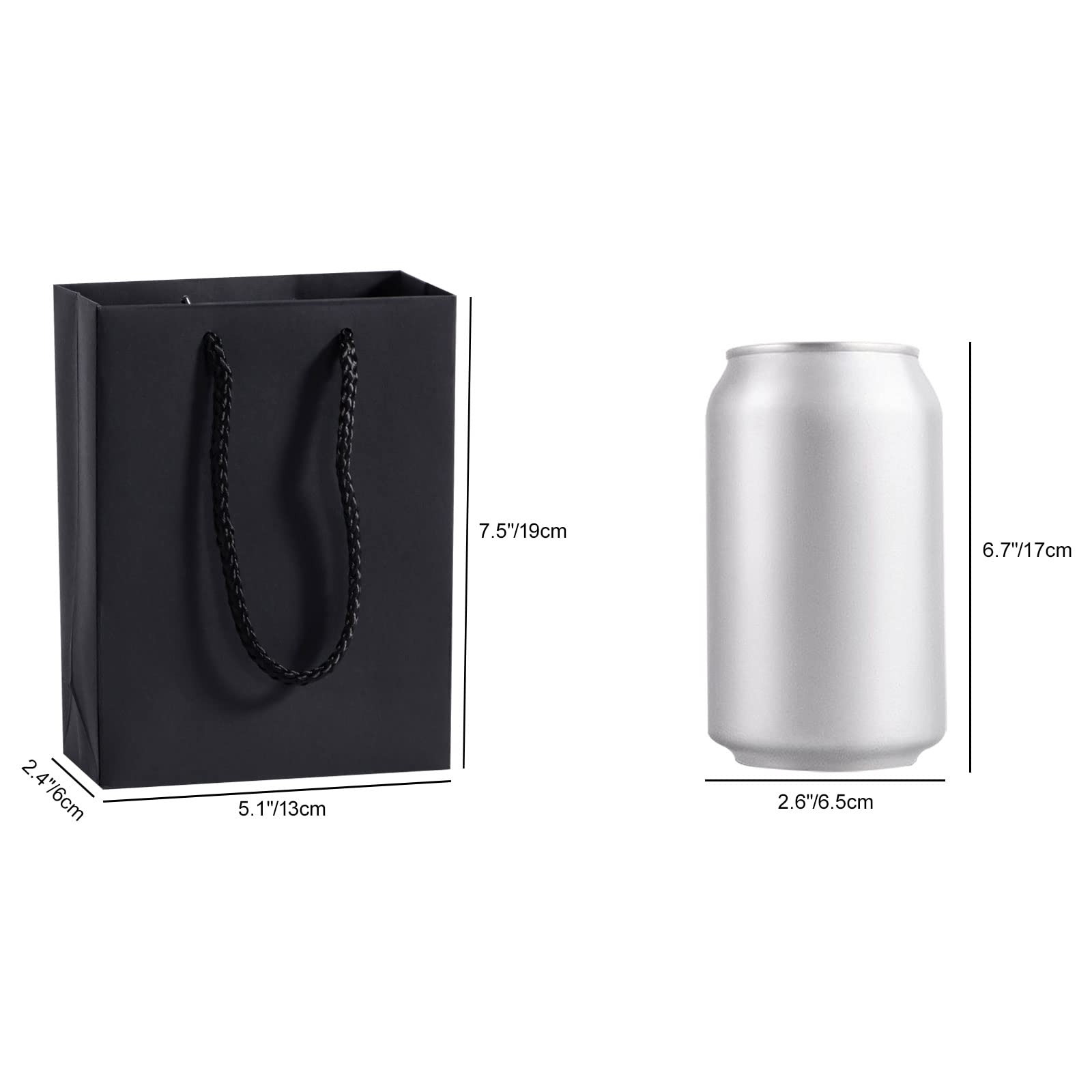 50 Pack Small Black Gift Bags with Handles - 5.1” x 2.4” x 7.5” Mini Paper Bags for Jewelry, Business, Retail & Shopping - Perfect for Parties, Weddings, Birthdays & Corporate Gifts