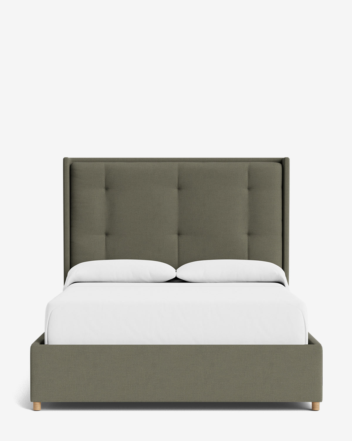 Luxury Ria Upholstered Bed Frame - Queen Size Platform Bed with Soft Fabric Headboard - Modern Bedroom Furniture for Master & Guest Rooms