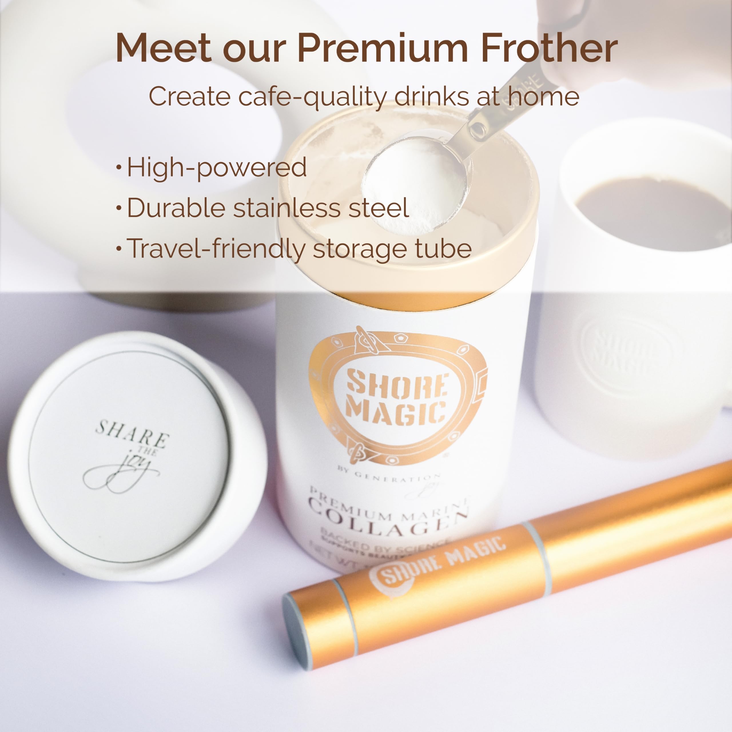 Premium Stainless Steel Handheld Milk Frother - High-Powered Battery Operated Mini Blender for Lattes, Cappuccinos & Hot Chocolate - Perfect for Coffee Shops, Home Kitchen & Office Use