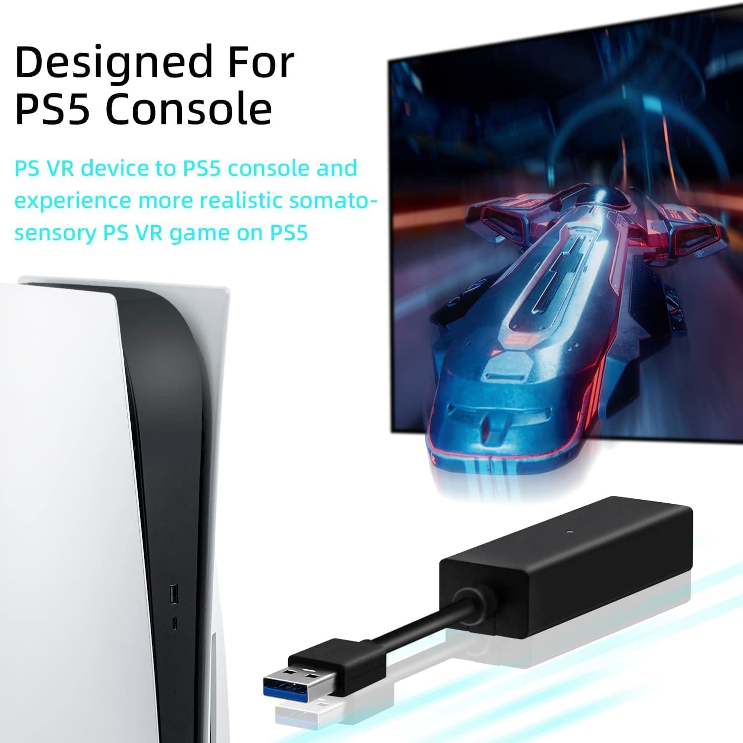 Tolesum VR Camera Adapter for PS5/PS5 Pro/PS5 Slim & PSVR Headset | PS4 to PS5 VR Converter Cable | USB 3.0 Compatible with PlayStation 5 Console | Perfect for PSVR Gaming & Virtual Reality Experiences