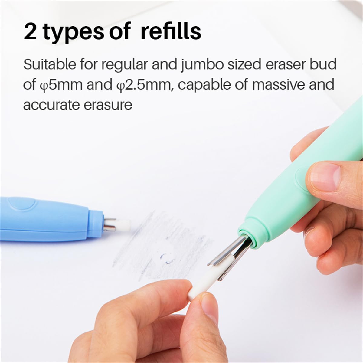 2PCS Electric Eraser Kit with 40 Refills - Battery Powered Eraser for Artists, Drawing, Sketching & Drafting | Perfect for Art Class, Studio Work & Professional Sketching