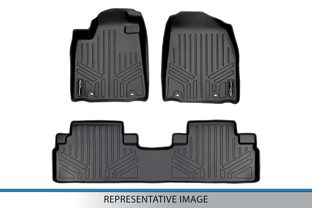 SMARTLINER Custom Fit Floor Mats 2 Row Liner Set Black for 1999-2007 Ford F-250 F-350 F-450 Super Duty Crew Cab - All-Weather Protection & Easy Cleaning for Trucks, SUVs, and Work Vehicles