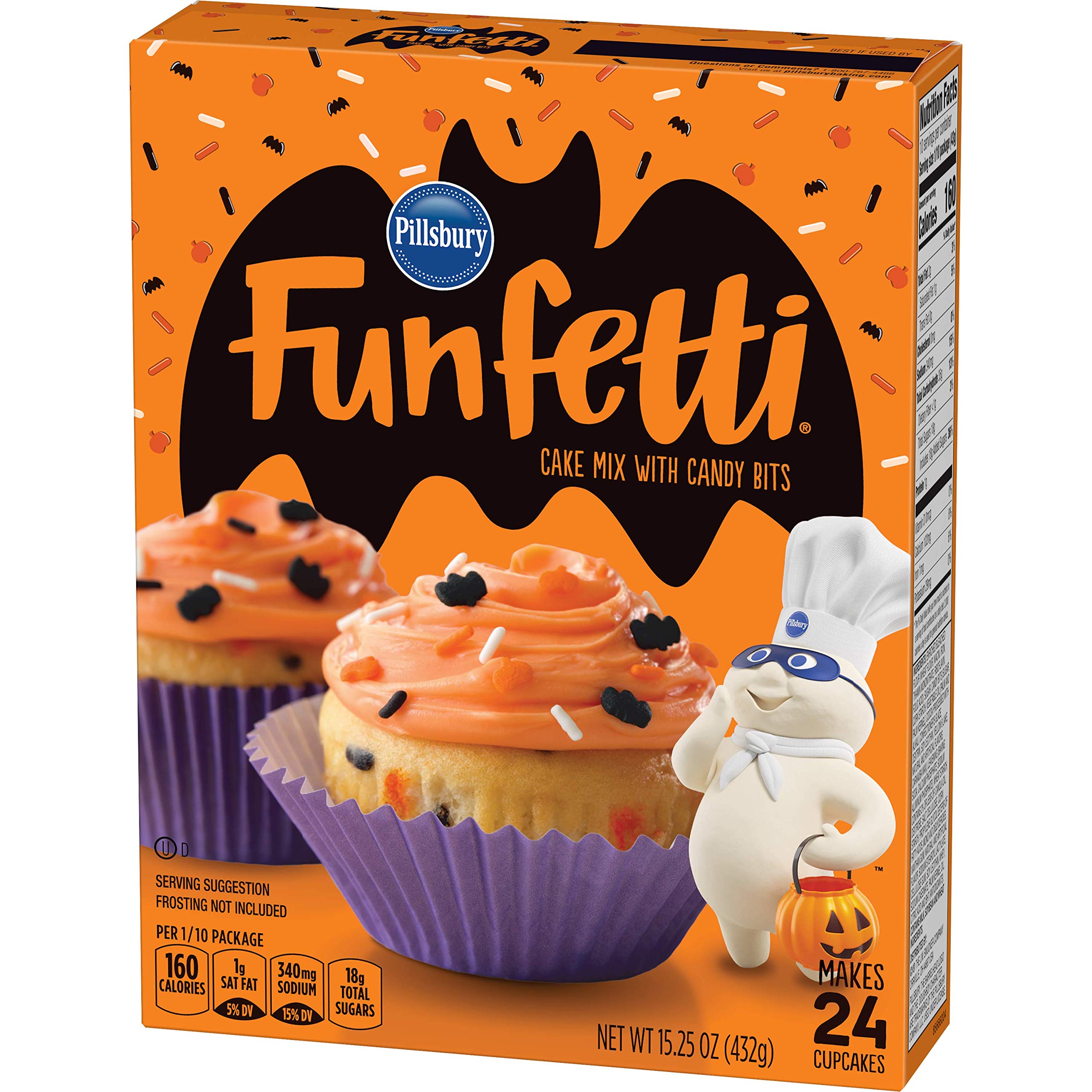Pillsbury Funfetti Halloween Cake Mix with Candy Bits - 15.25 oz Box | Easy Baking Mix for Spooky Treats, Birthday Parties & Holiday Desserts