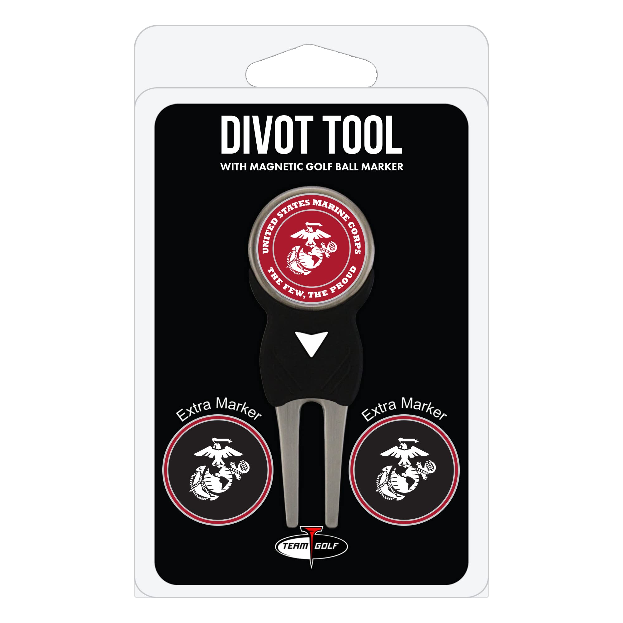 Military Marines Golf Divot Tool Set with 3 Removable Magnetic Double-Sided Enamel Ball Markers - Perfect for Golf Course Repair & Ball Identification