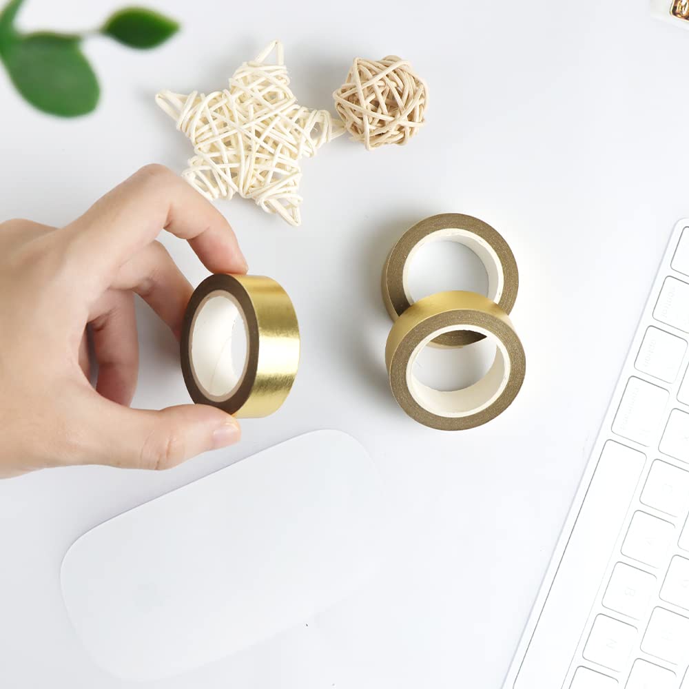 AxeWoodz 3 Rolls Gold Foil Washi Tape Set - Decorative Adhesive Paper Tape for Gift Wrapping, DIY Crafts, Scrapbooking, Journaling & Home Decor - Perfect for Party Invitations, Card Making and Bullet Journal Supplies