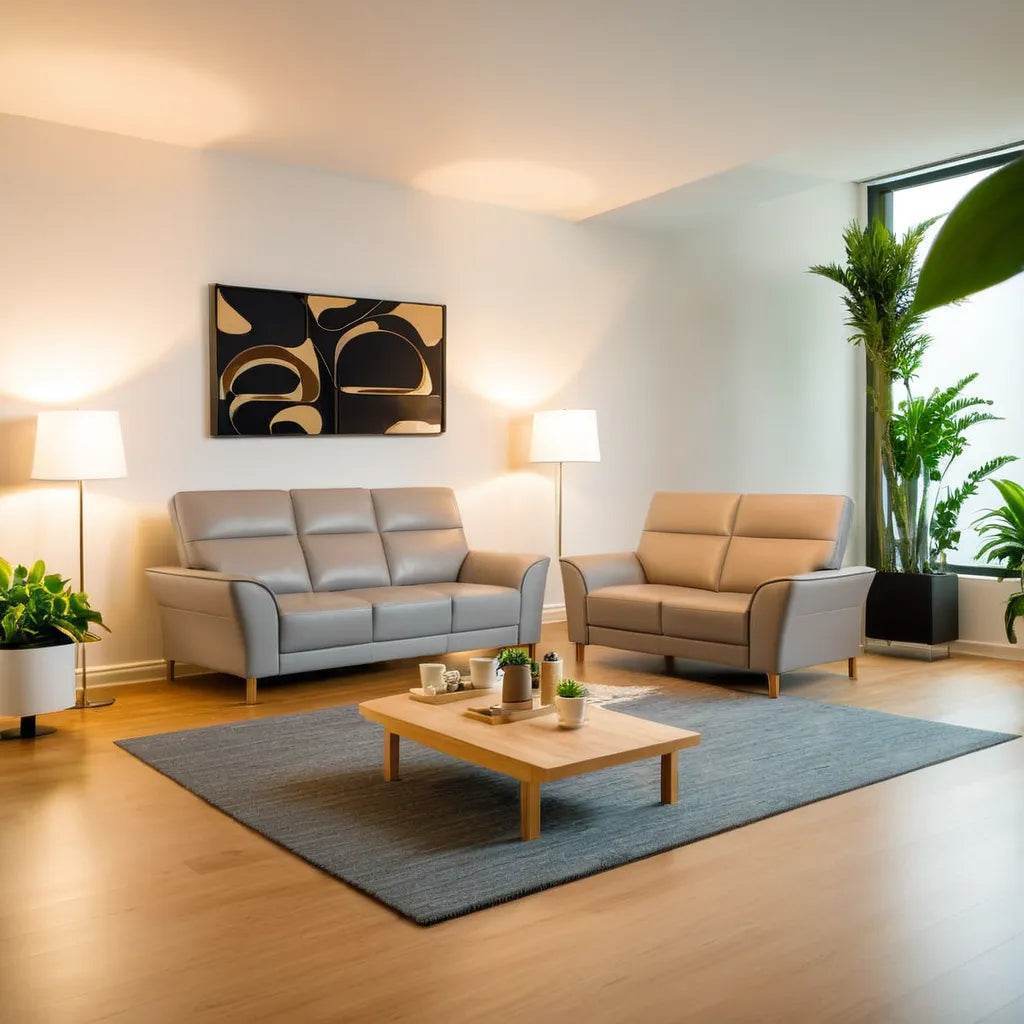 Jonah Faux Leather Sofa - Modern PU Leather Couch for Living Room, Office & Lounge - Comfortable Contemporary Sectional Sofa with Sturdy Frame