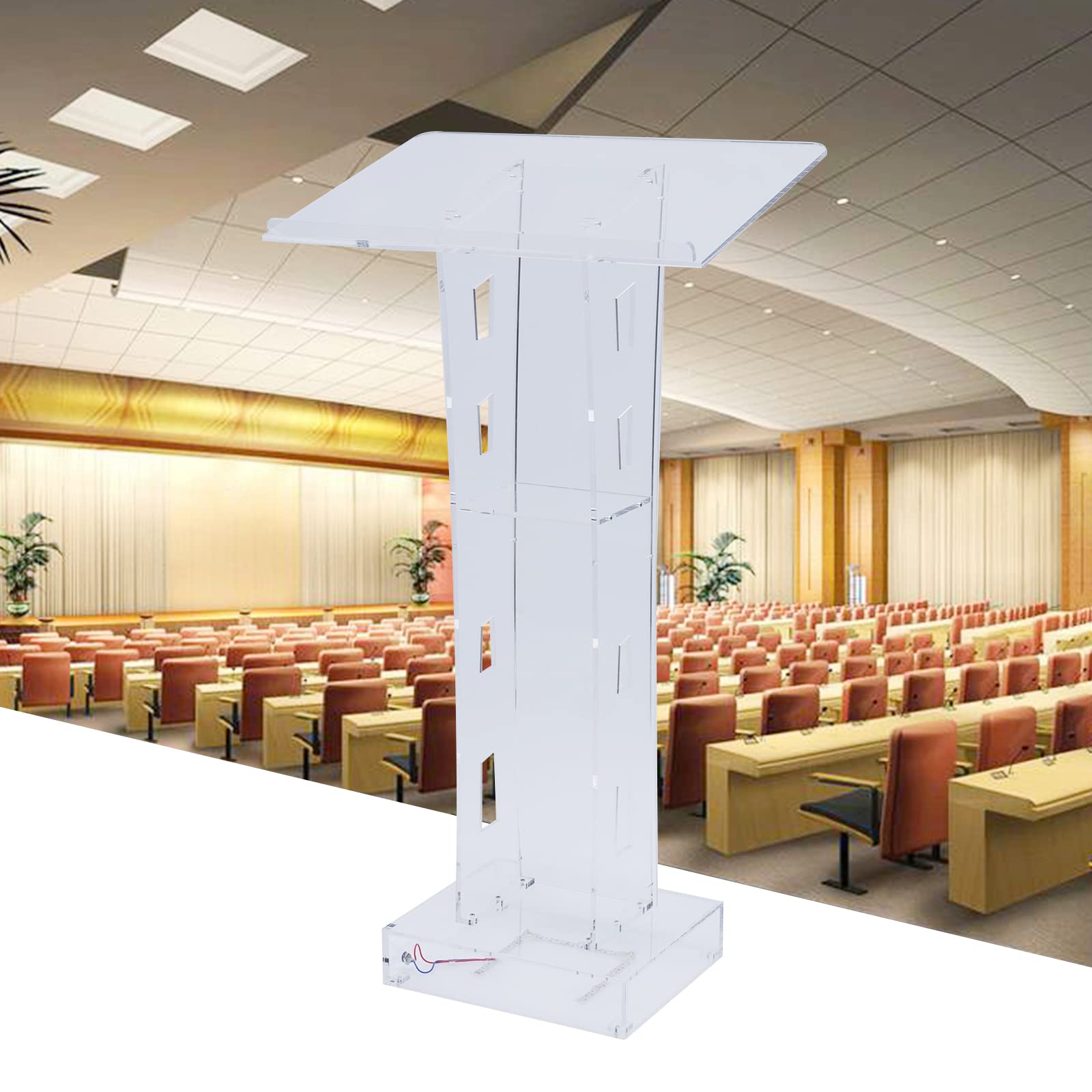 Clear Acrylic LED Podium Stand - Portable Presentation Lectern for Church, Office & Classroom - Perfect for Sermons, Speeches & Professional Events