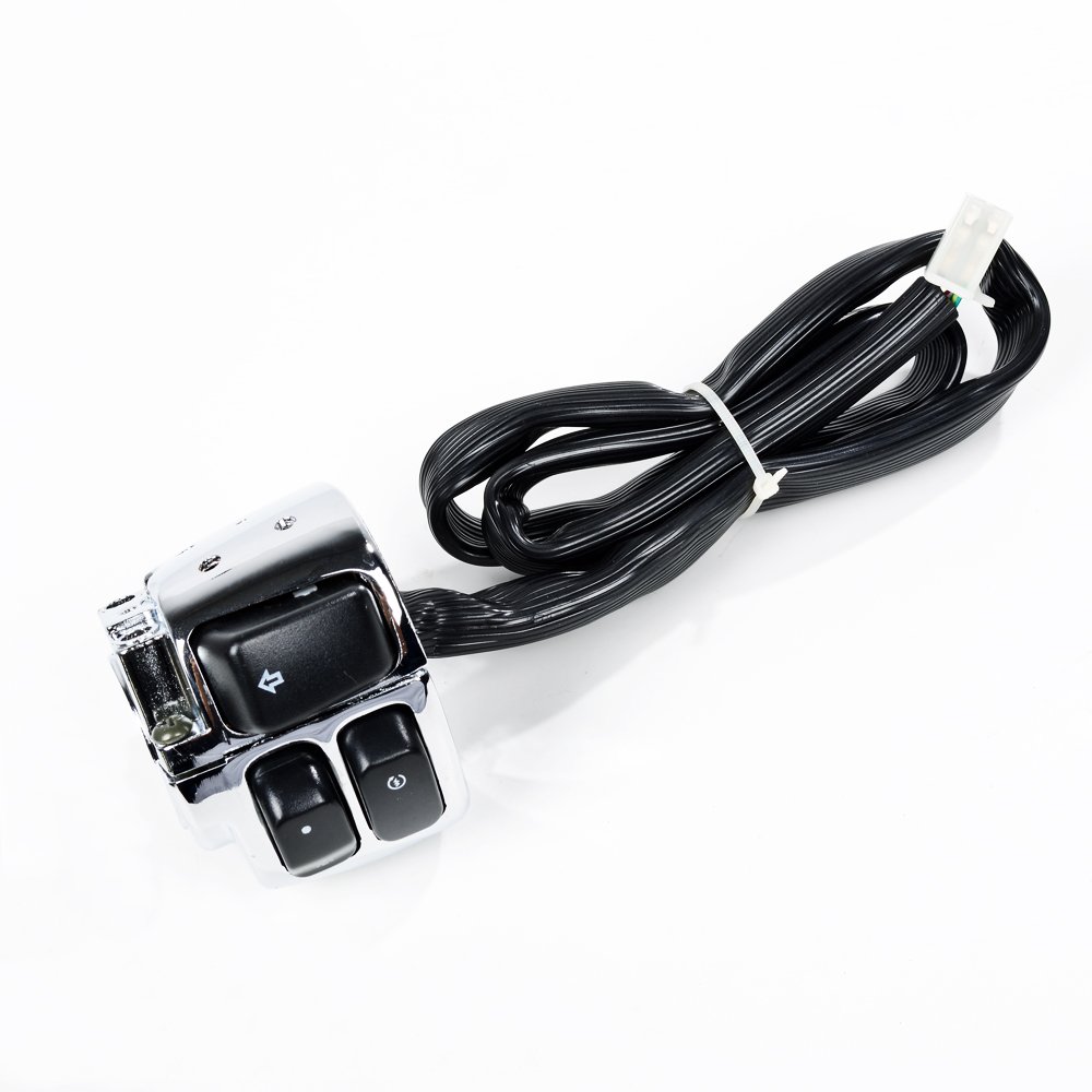 Chrome Switch Horn Turn Signal Headlight with Wiring Harness & Brake Clutch Levers - Compatible with 1996-2012 Harley Dyna Softail Sportster V-Rod 1