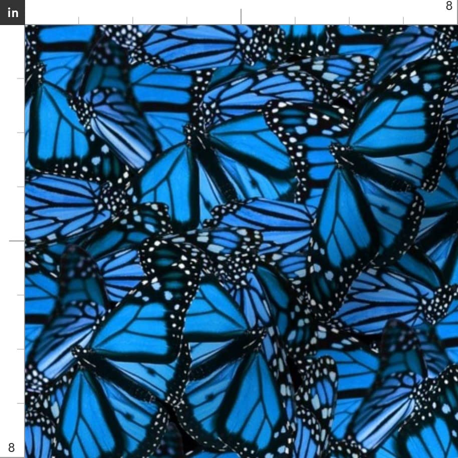 Blue Butterflies Monarch Kids Cobalt Black Spring Insect Printed Cotton Fabric by The Yard - Premium Spoonflower Fabric for Sewing, Quilting, Apparel, Crafts & Home Decor - Perfect for DIY Projects, Baby Clothes, and Wall Art