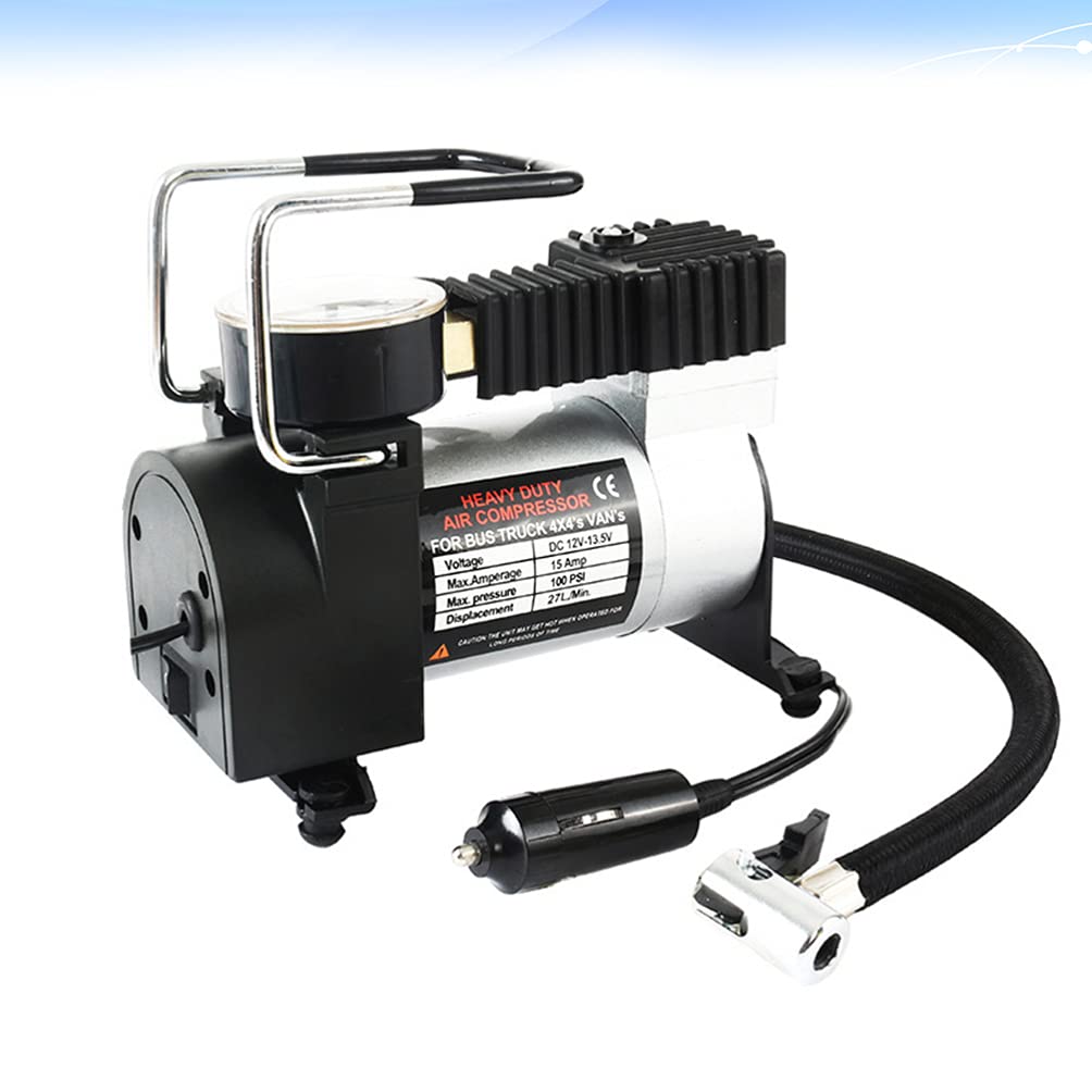 High Pressure Metal Car Tire Inflator - Single Cylinder Air Compressor Pump for Cars, SUVs, Trucks - Perfect for Emergency Roadside Tire Inflation & Long-Distance Travel