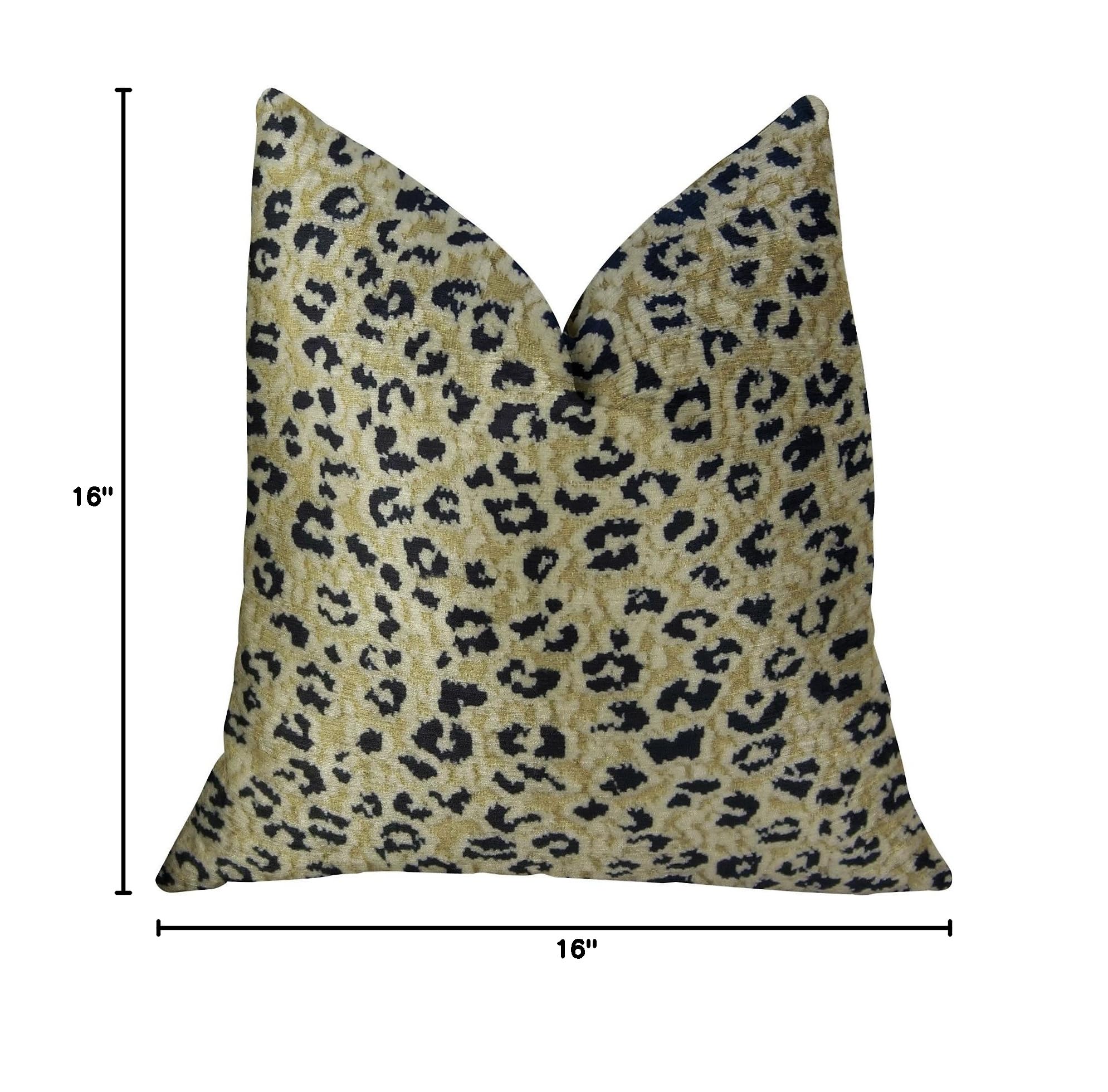 Plutus Soft Cheetah Handmade Throw Pillow 16x16 Inches - Cream and Black Bohemian Decorative Cushion for Sofa, Bed, Living Room, Nursery Decor