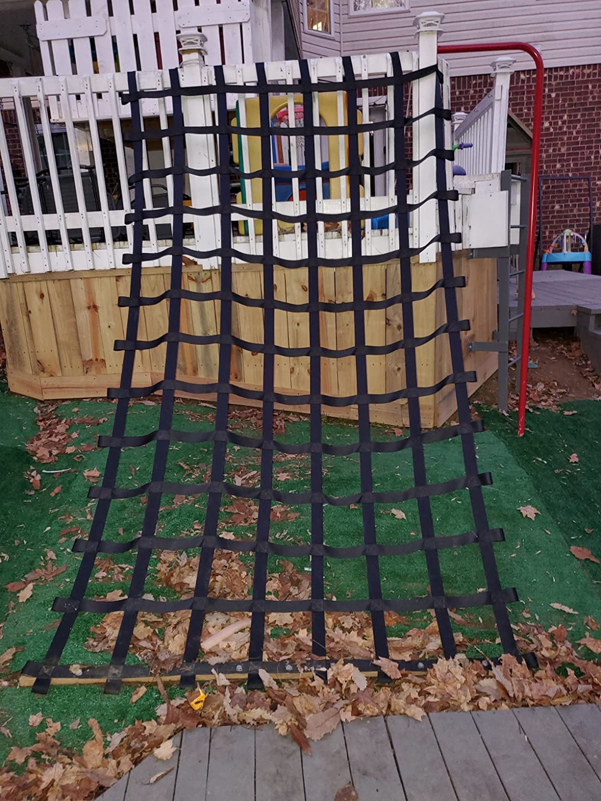 Fong 11 ft x 6 ft Heavy Duty Cargo Net - Black Climbing Net for Adults & Kids - Outdoor Play, Swingset Accessory, Backyard Gym Equipment - Perfect for Tree Climbing, Obstacle Courses & Adventure Training