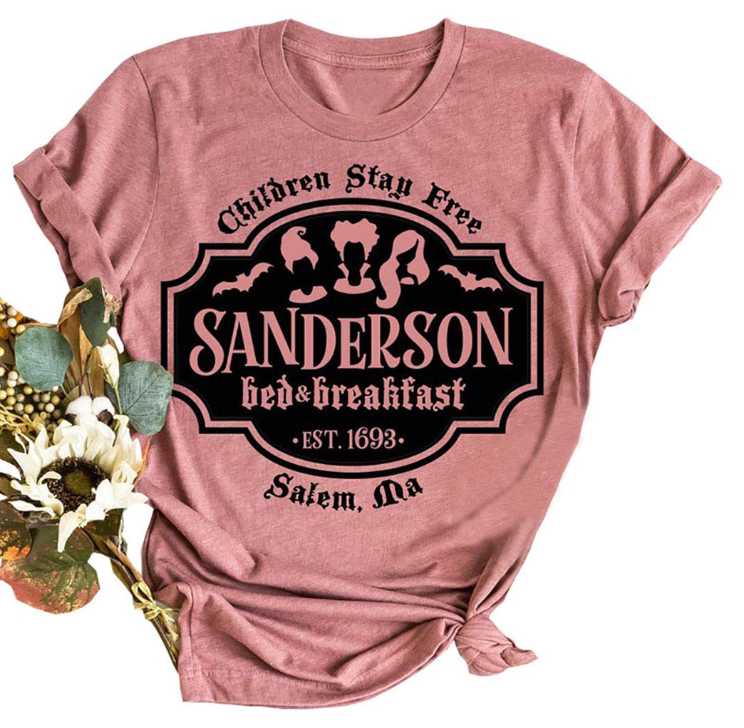 Sanderson Sisters Halloween T-Shirt for Women | Hocus Pocus Bed & Breakfast Funny Tee | Fall Casual Shirt | Perfect for Halloween Parties, Movie Nights & Witchy Outfits